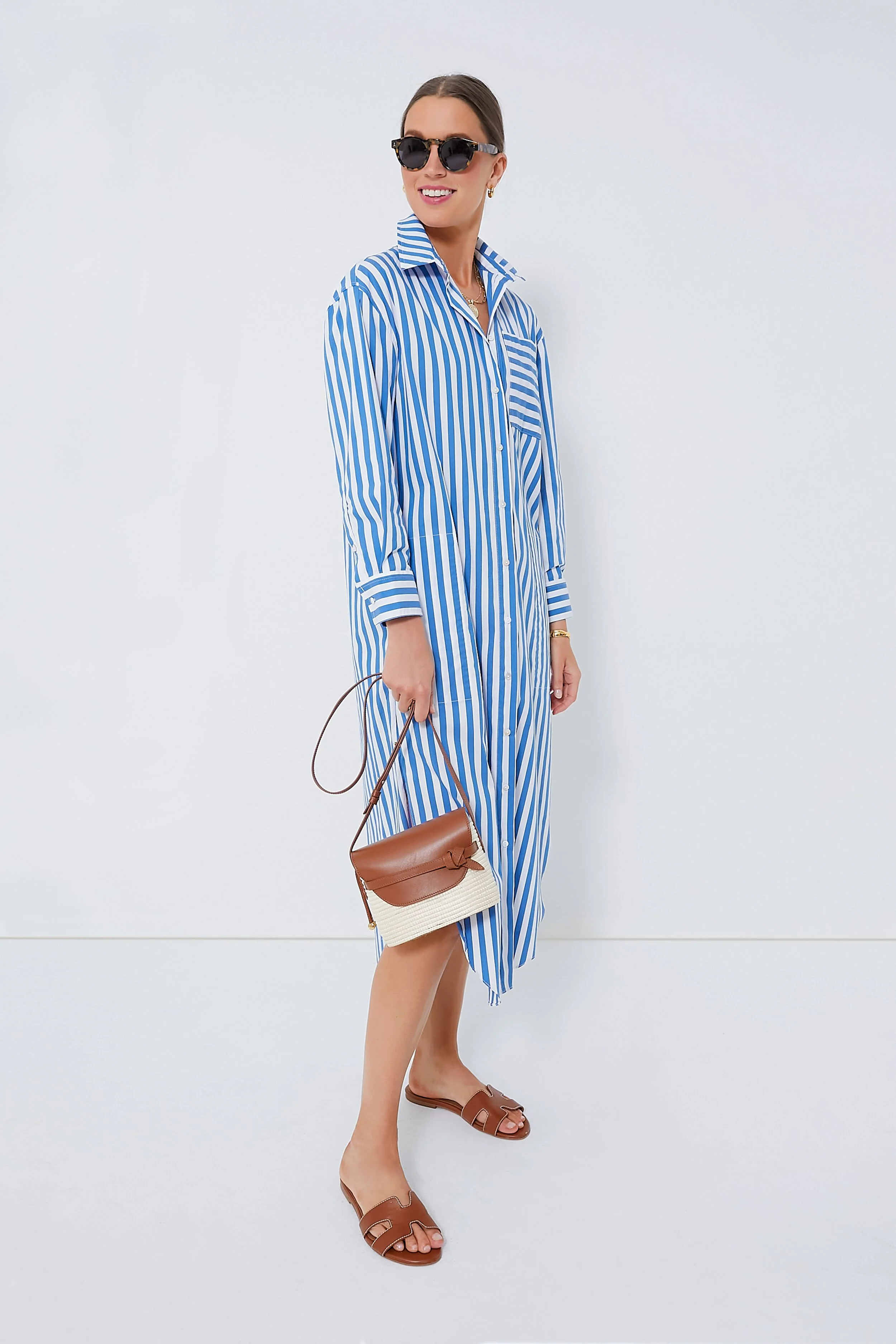 Blue Stripe Constance Maxi Shirt Dress - Image 2