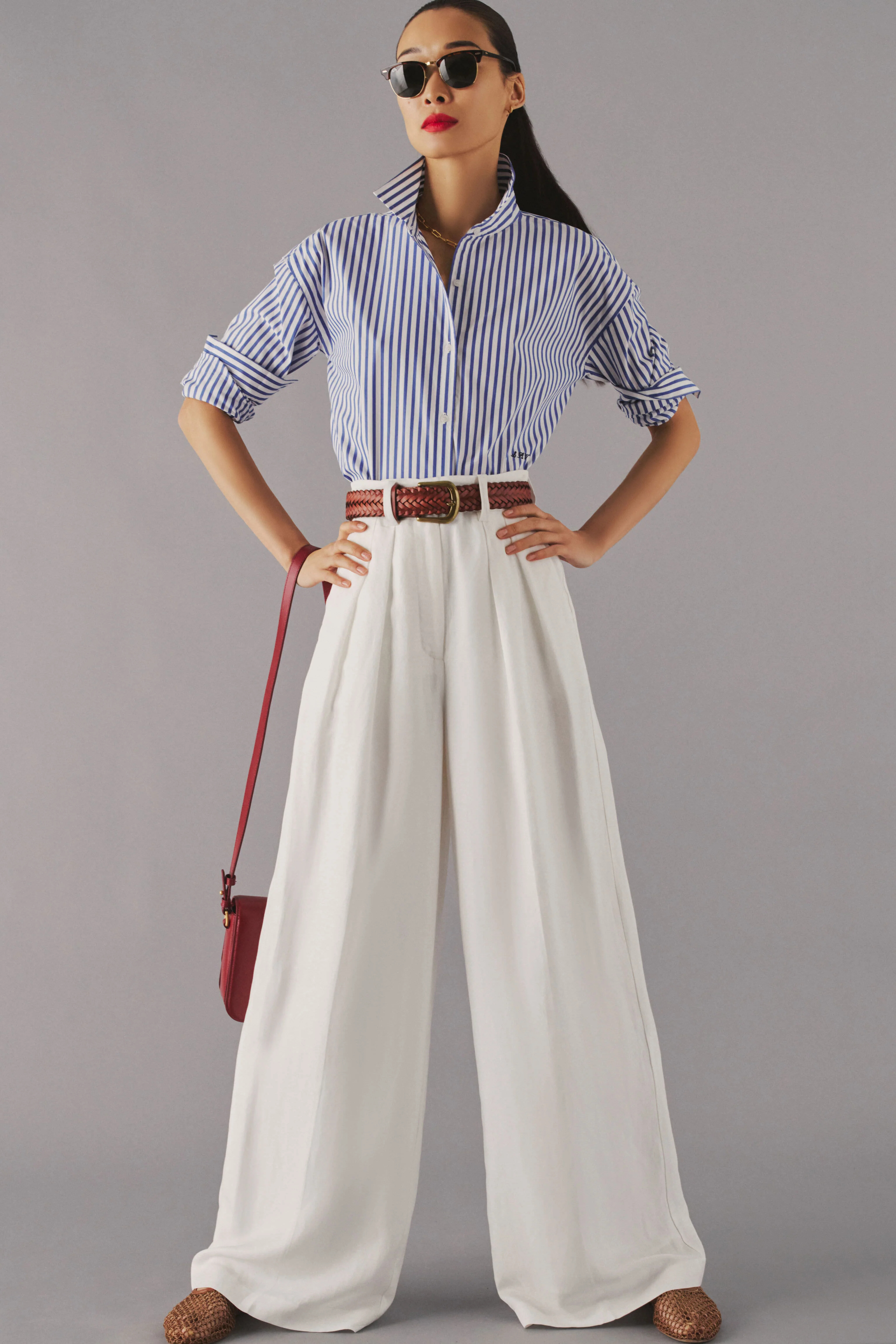 Blue Stripe Cropped Jasper Button Down - Image 8