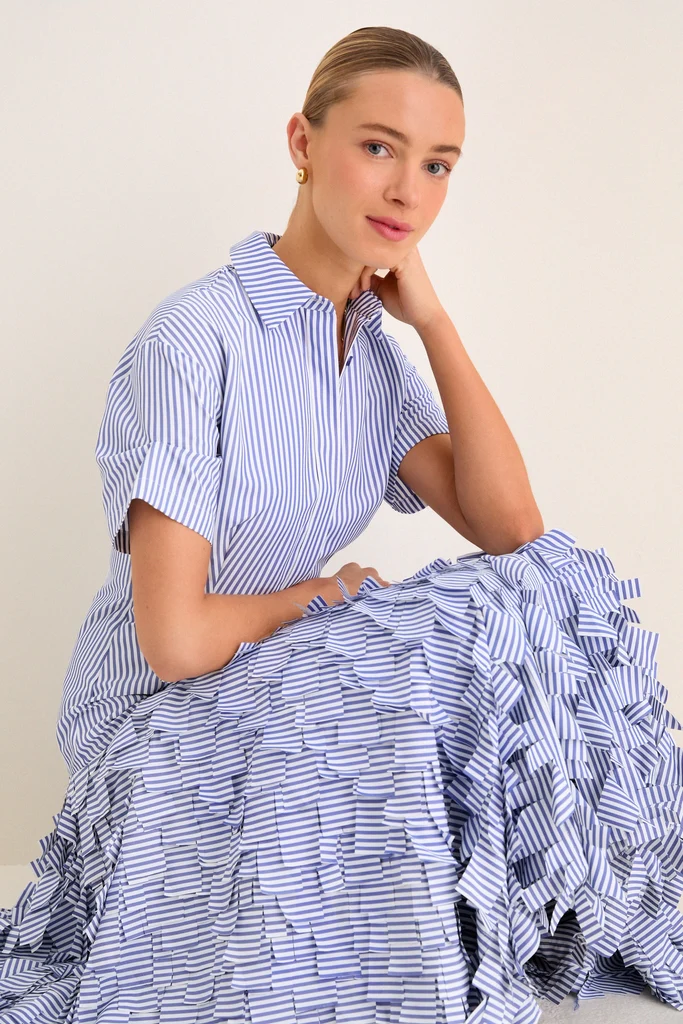 Blue Stripe Lorelai Midi Dress - Image 2
