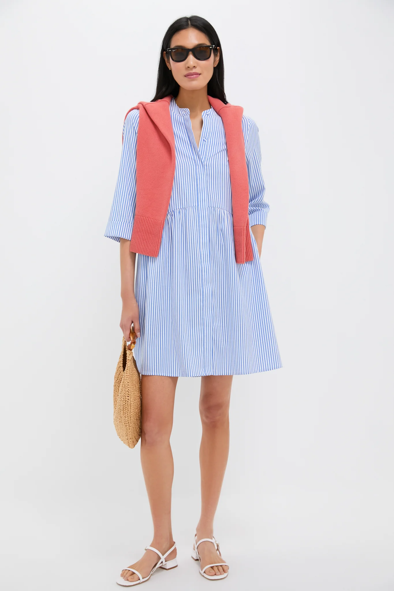 Blue Stripe Royal Shirt Dress - Image 3