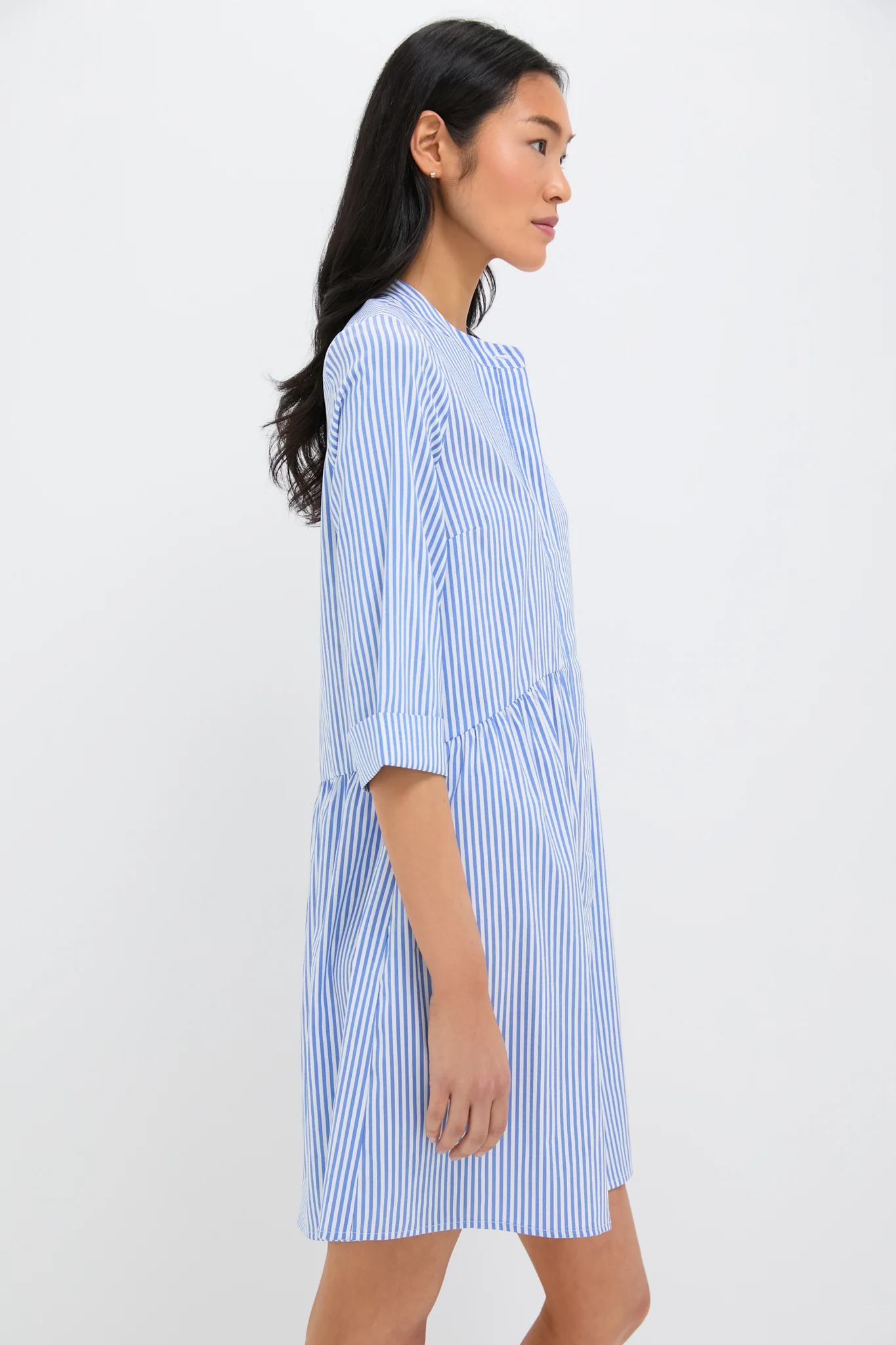 Blue Stripe Royal Shirt Dress - Image 4