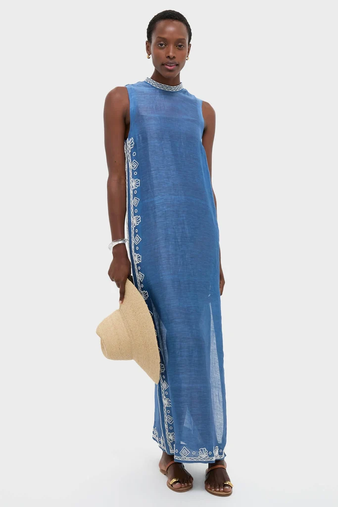 Blue Yasmeen Embellished Midi Dress - Image 3