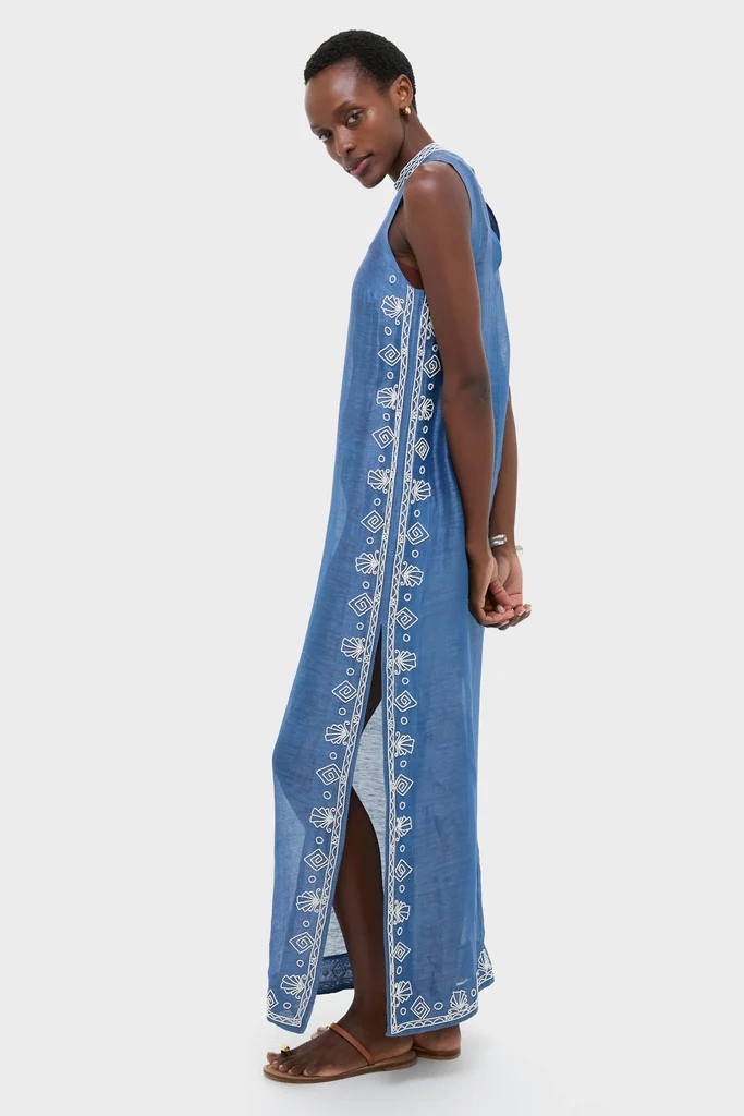 Blue Yasmeen Embellished Midi Dress - Image 4