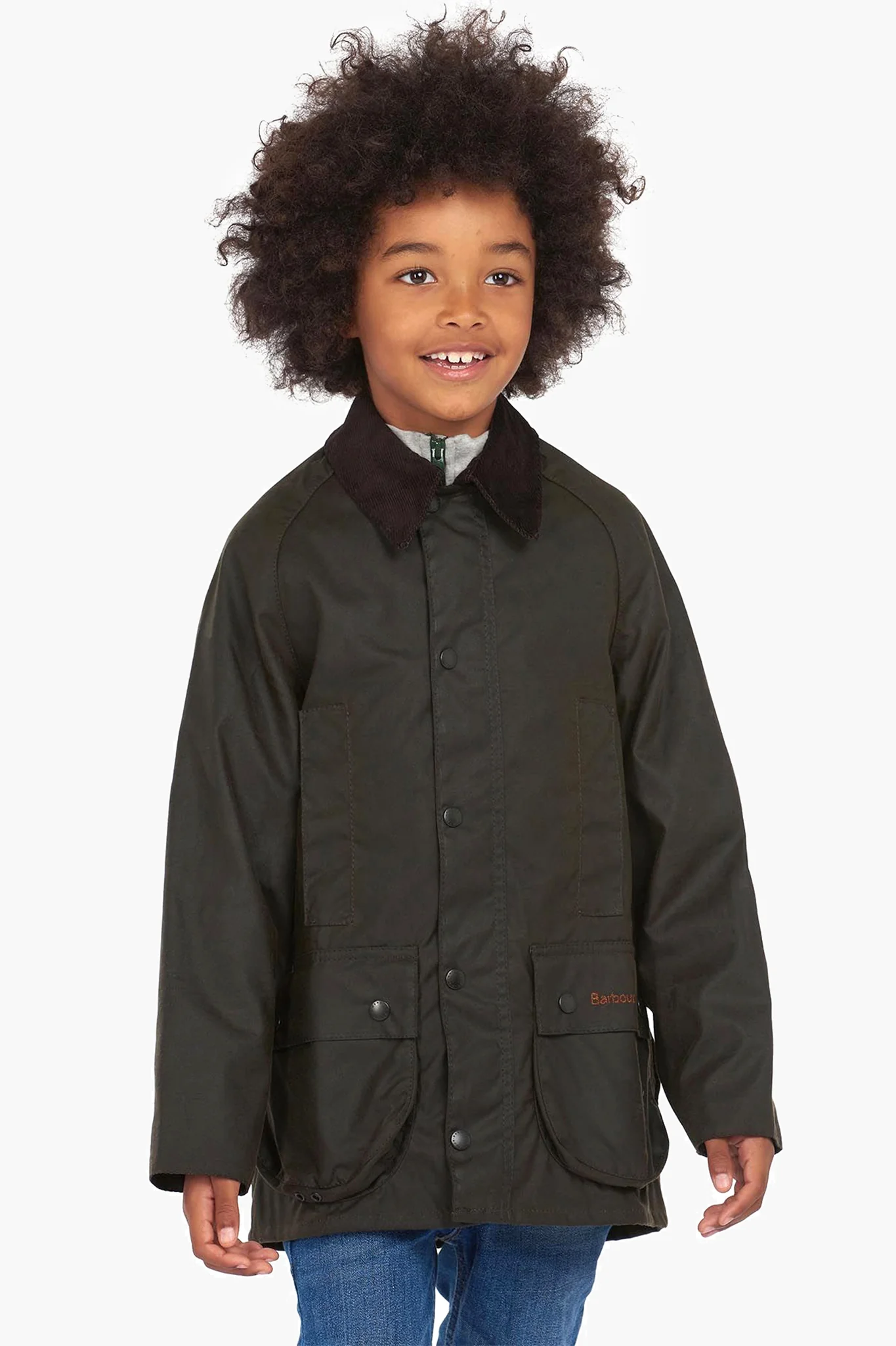 Boys Olive Beaufort Wax Jacket - Image 2