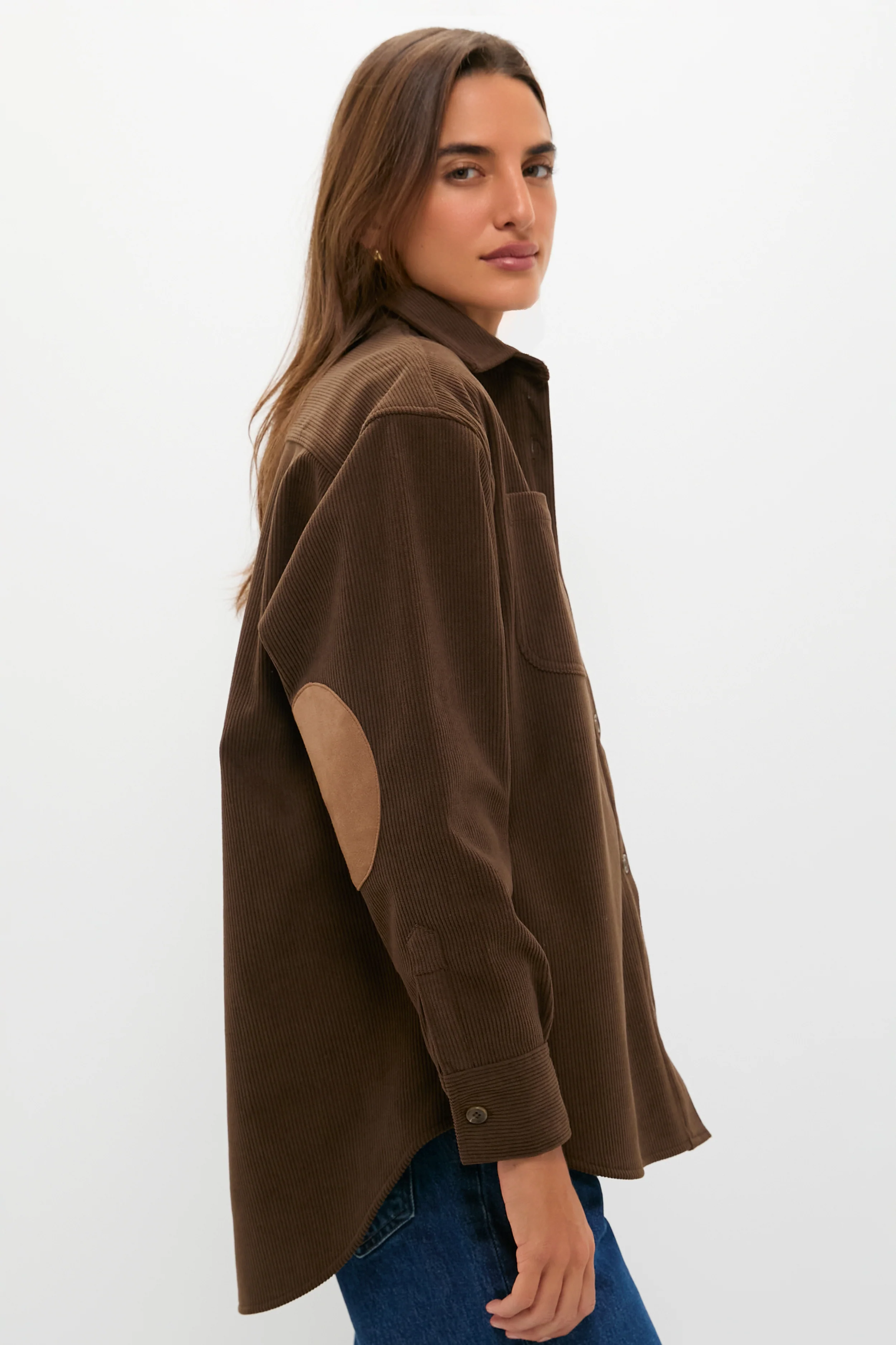 Brown Corduroy Fleece Lined Banks Shirt Jacket - Image 3