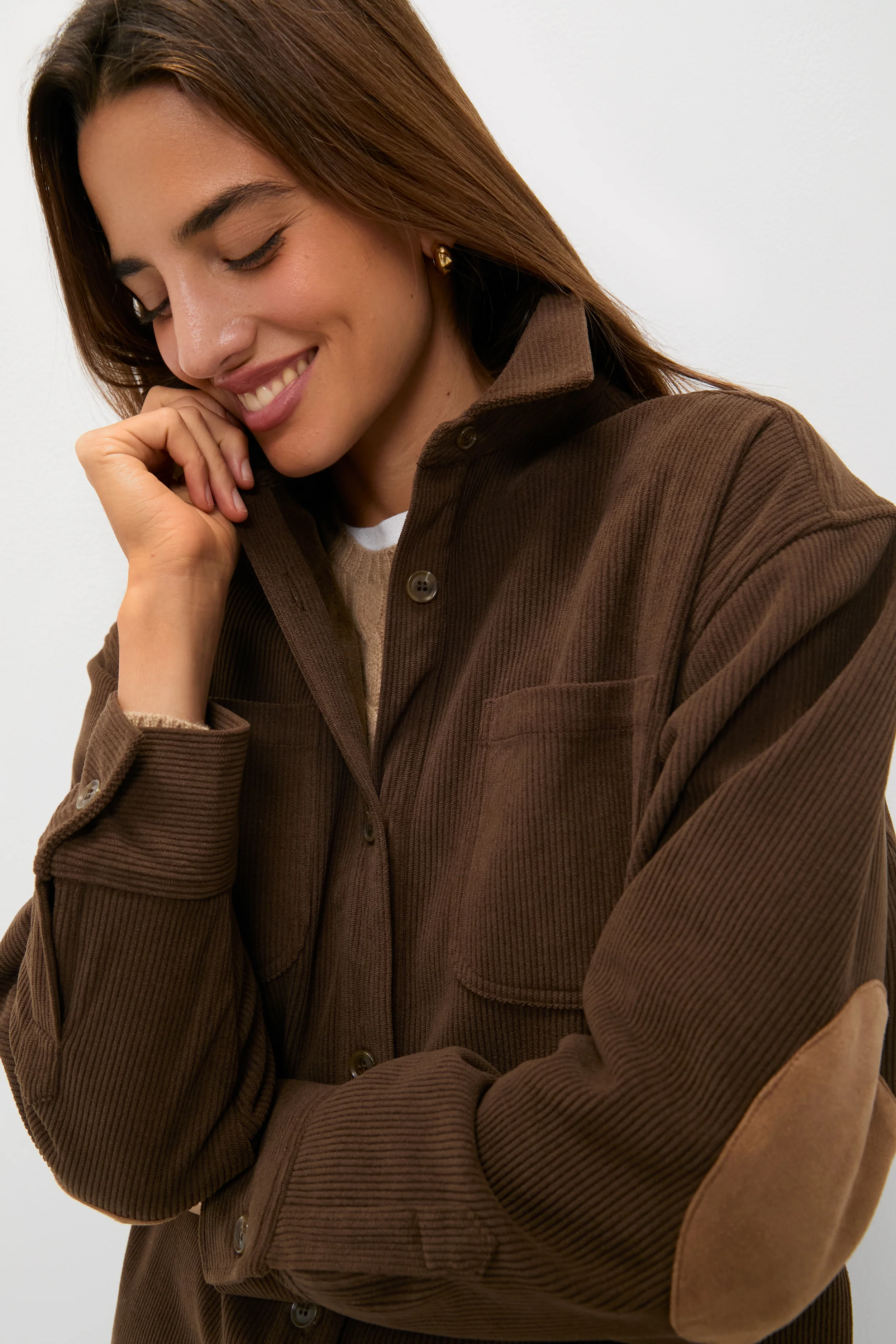 Brown Corduroy Fleece Lined Banks Shirt Jacket - Image 5