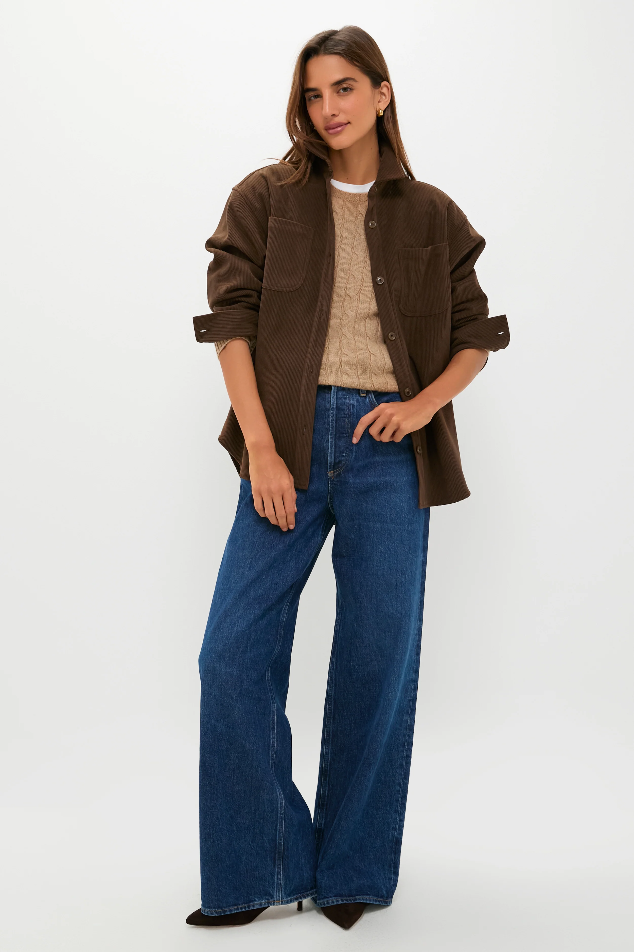 Brown Corduroy Fleece Lined Banks Shirt Jacket - Image 6