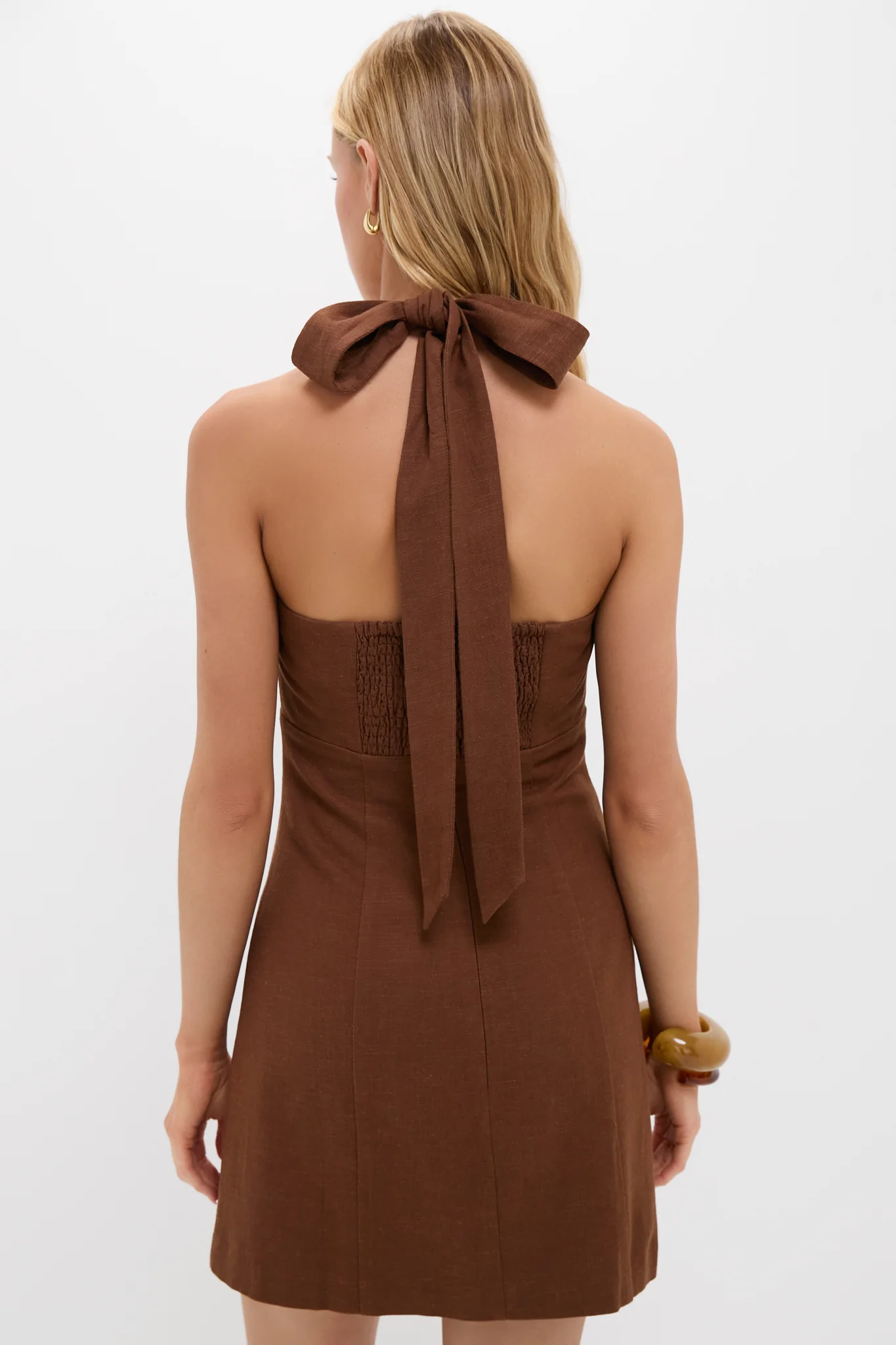 Brown Linen Balliet Mini Dress - Image 5