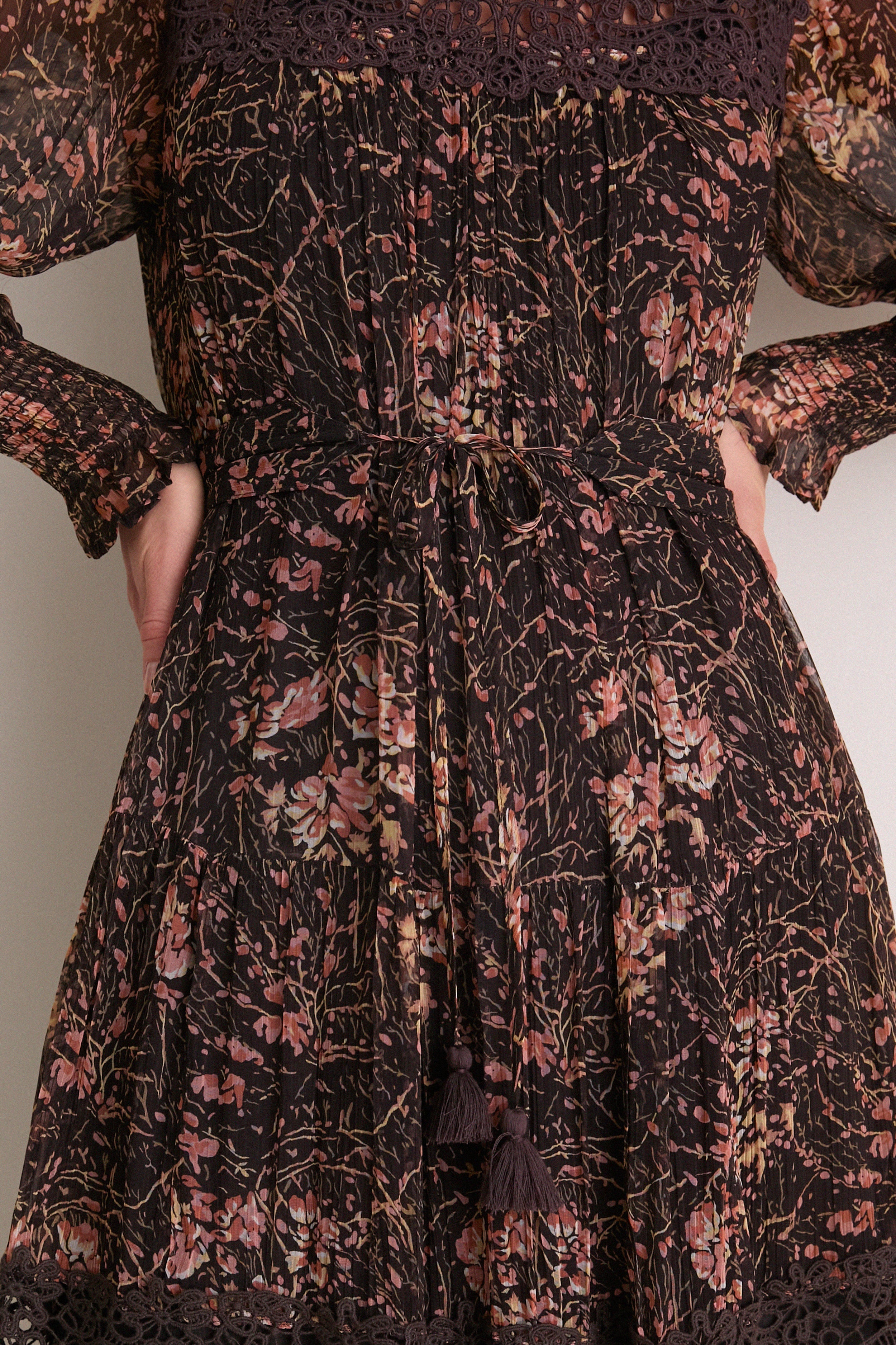Brown Luisa Print Long Sleeve Dress - Image 3