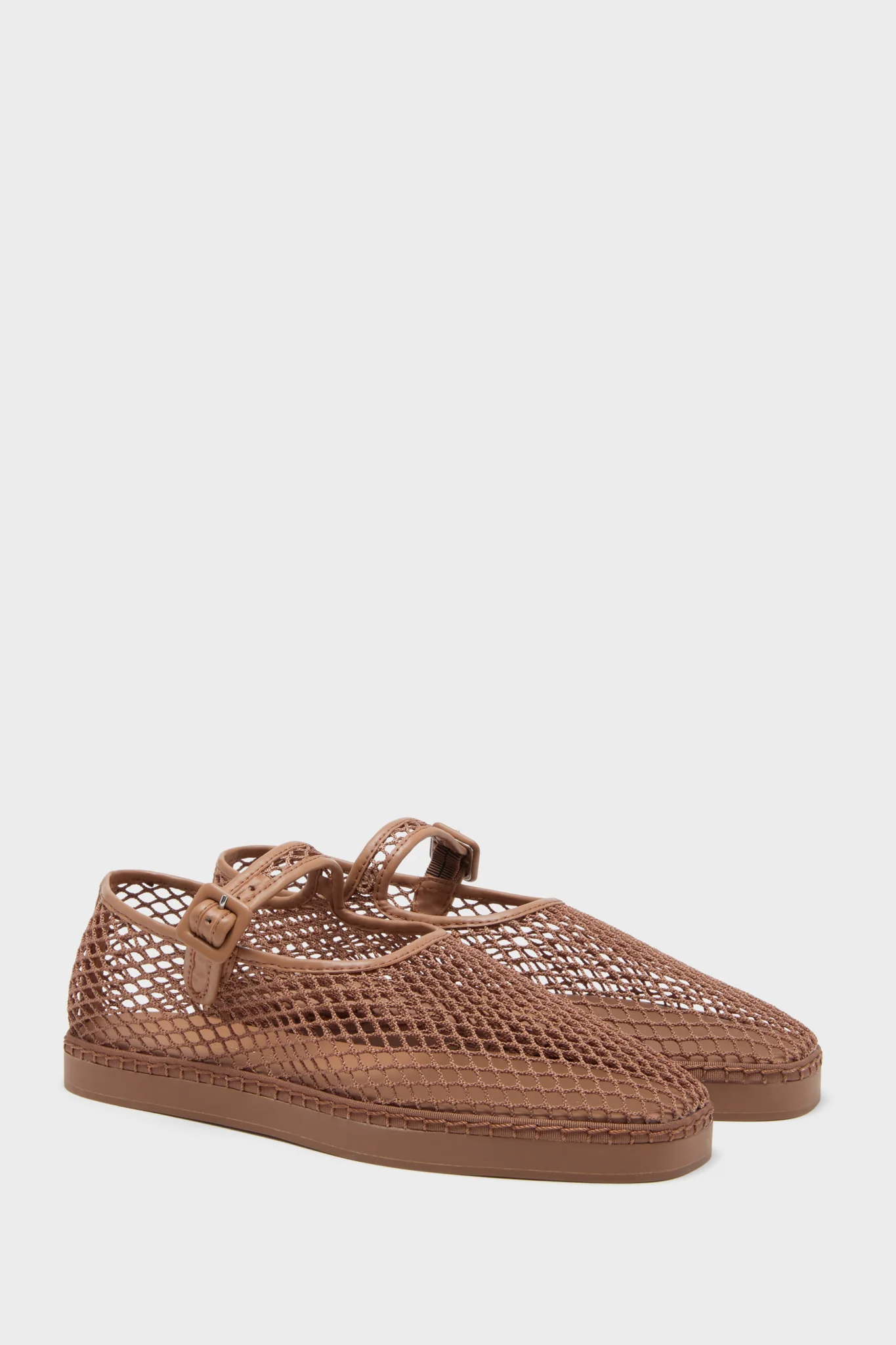 Brown Netted Mesh Rita Mary Janes - Image 4