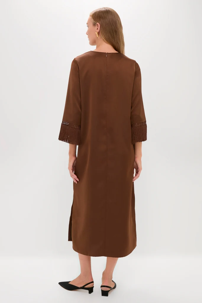 Brown Satin Tassel Jamie Dress - Image 5