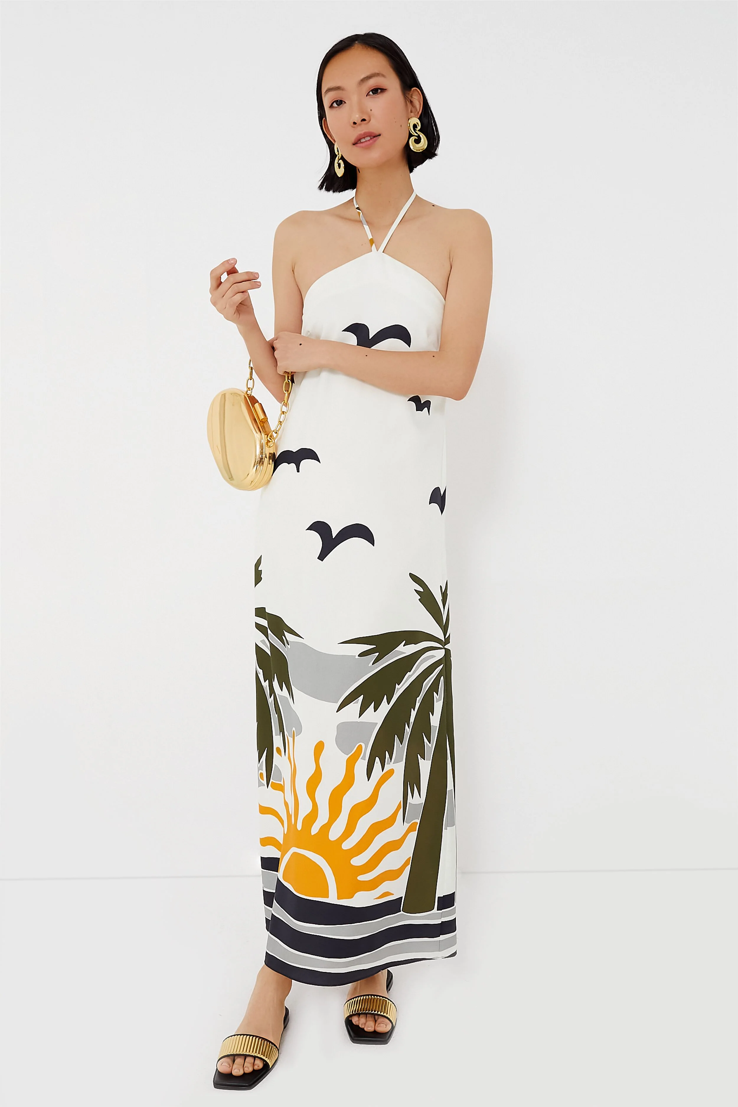 Brushed Gold Sol Metal Oval Clutch - Image 5