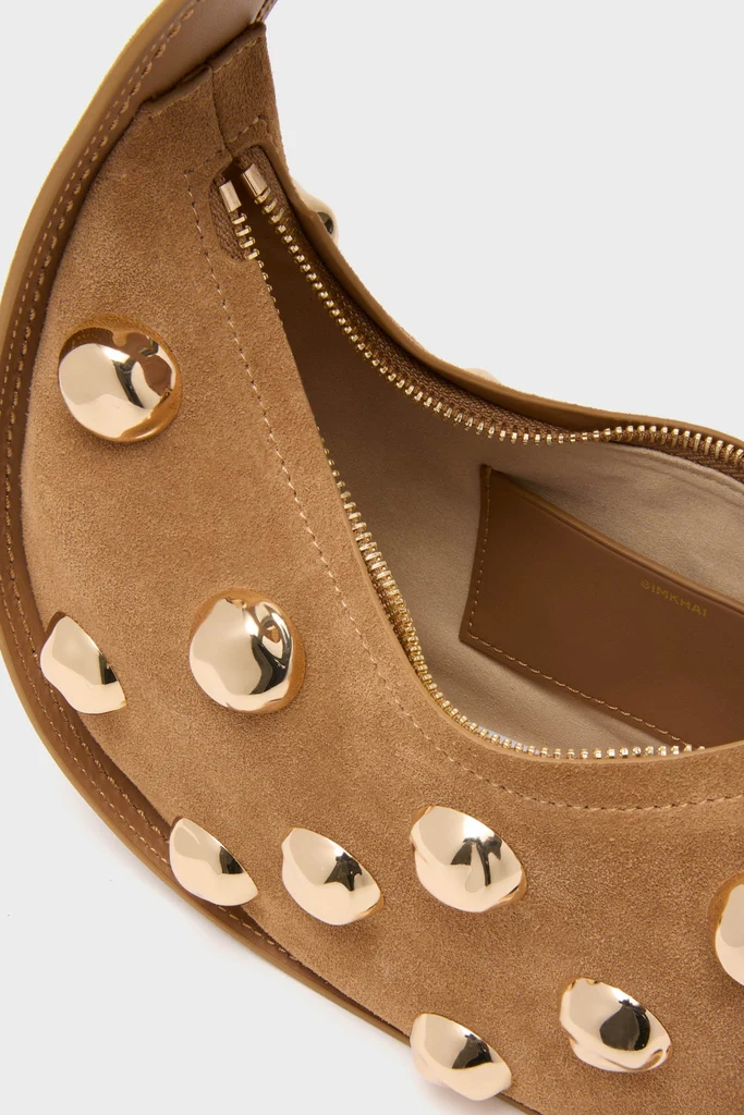 Camel Finn Studded Suede Shoulder Bag - Image 5