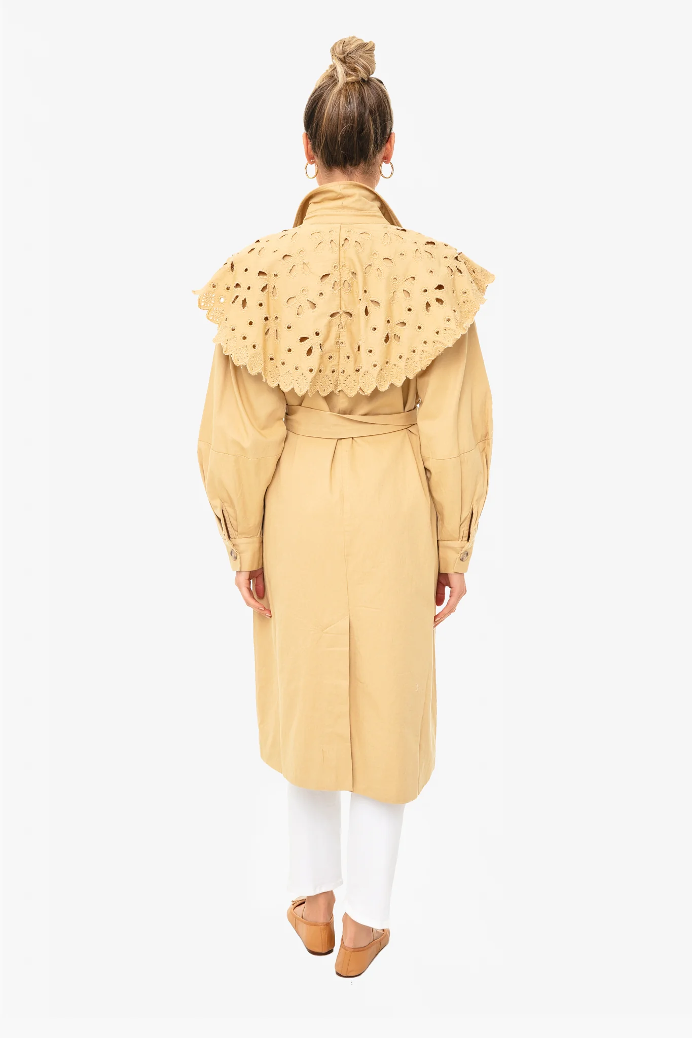 Camel Hazel Eyelet Trench Coat - Image 4