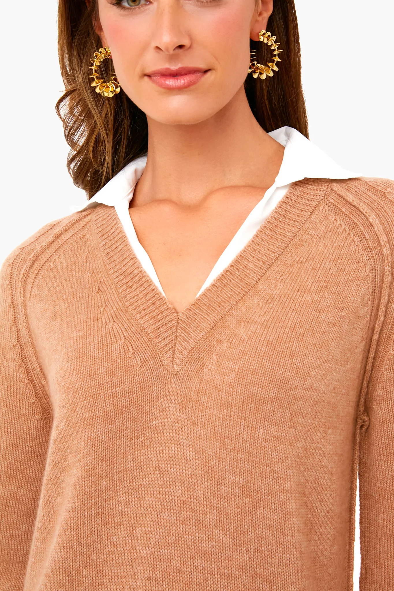Camel Melange Looker Vee Dress - Image 5
