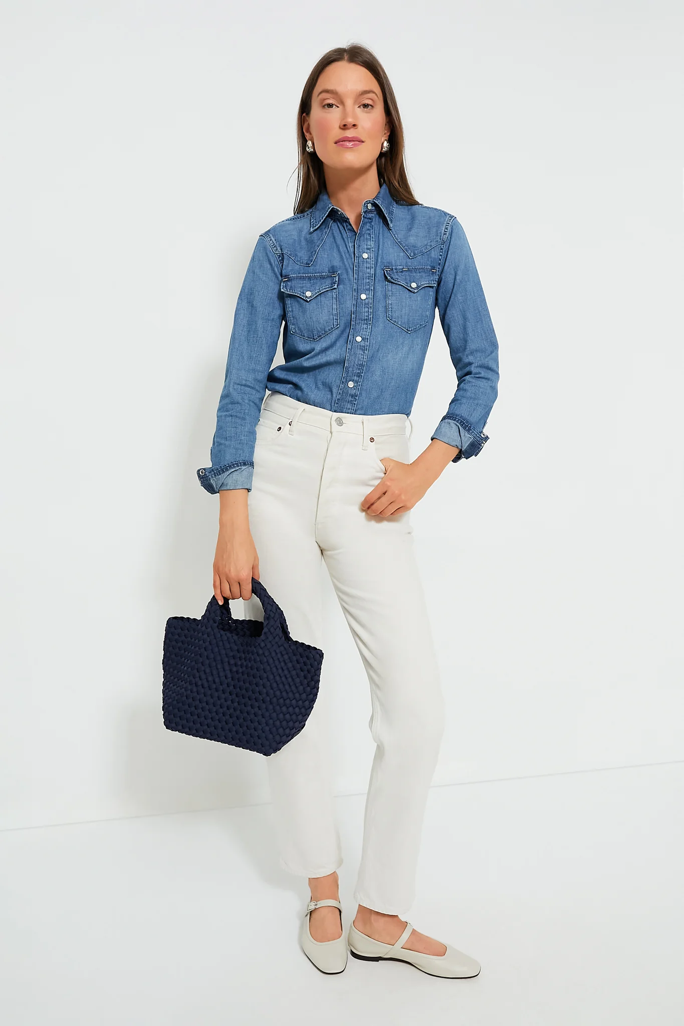 Canaria Wash Denim Western Long Sleeve Button Shirt - Image 2