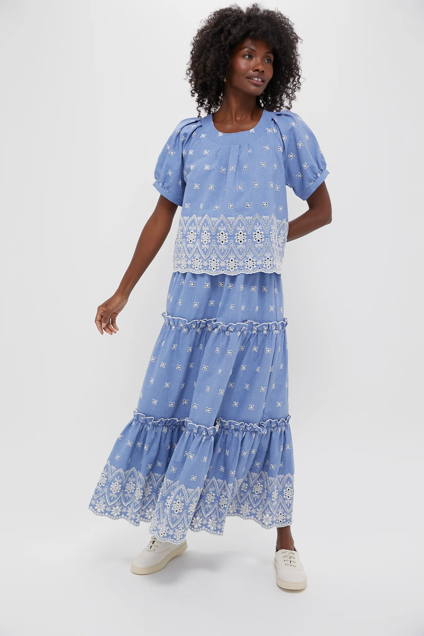 Chambray Embroidered Fontalina Blouse - Image 6