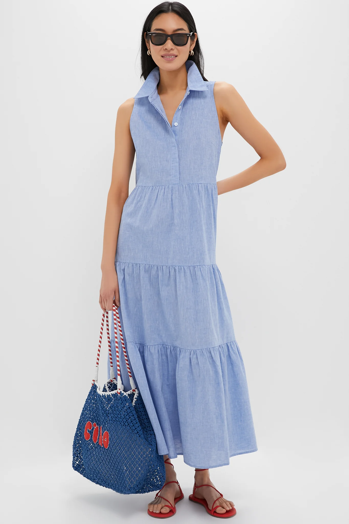 Chambray Sleeveless Mabel Maxi Dress - Image 2