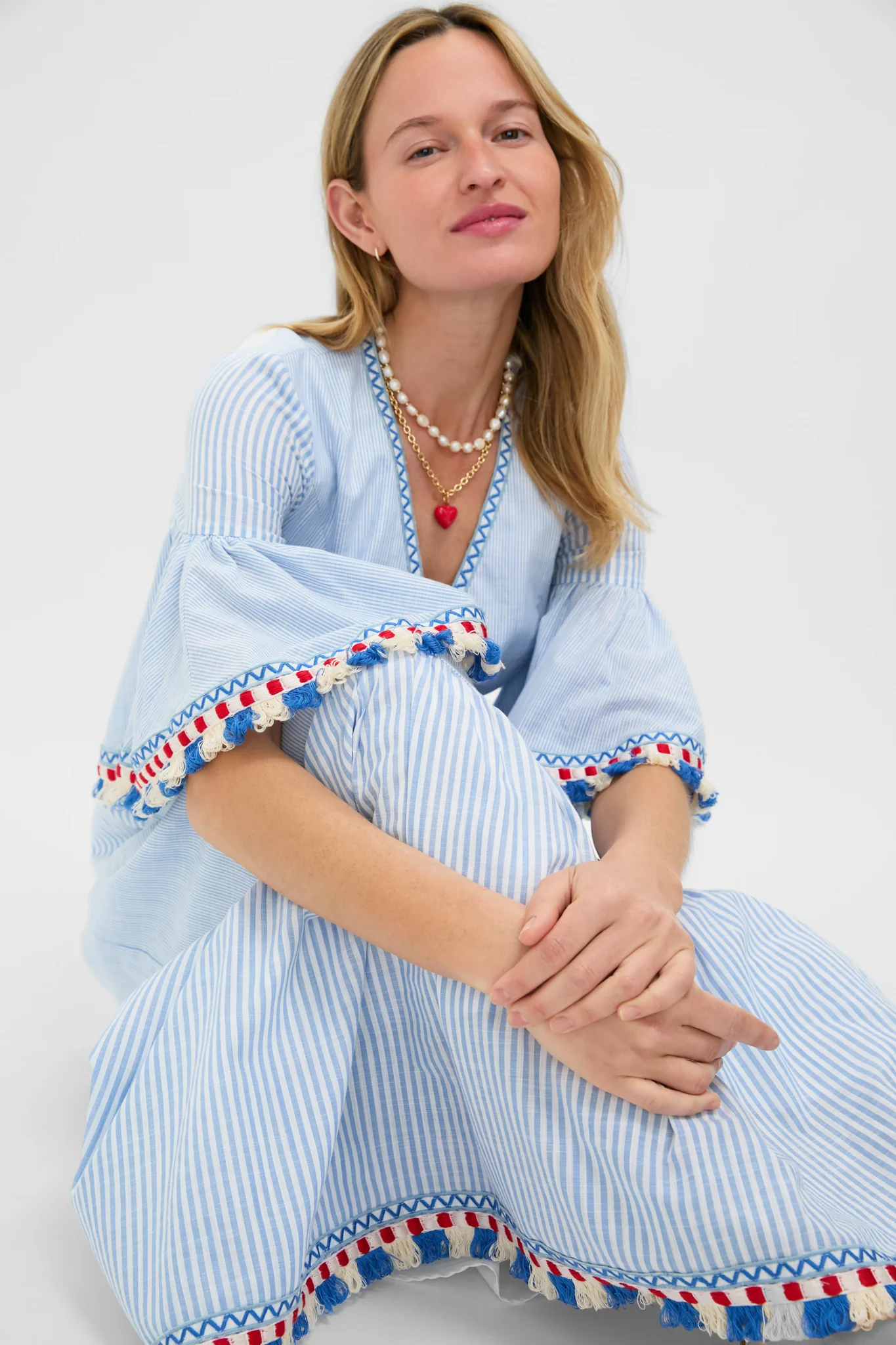 Chambray Stripe Fringe Ginger Dress - Image 6