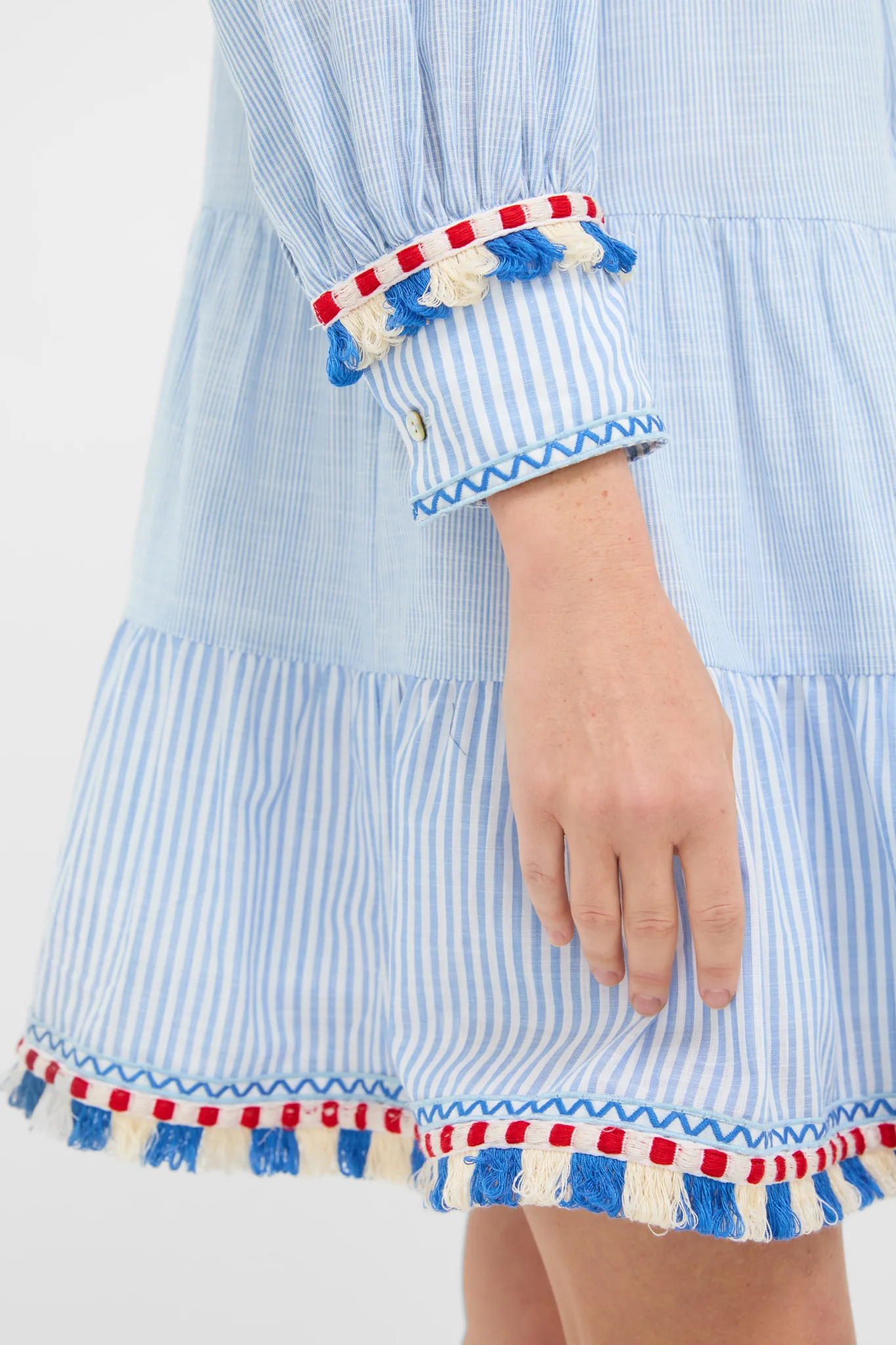 Chambray Stripe Fringe Jen Dress - Image 5