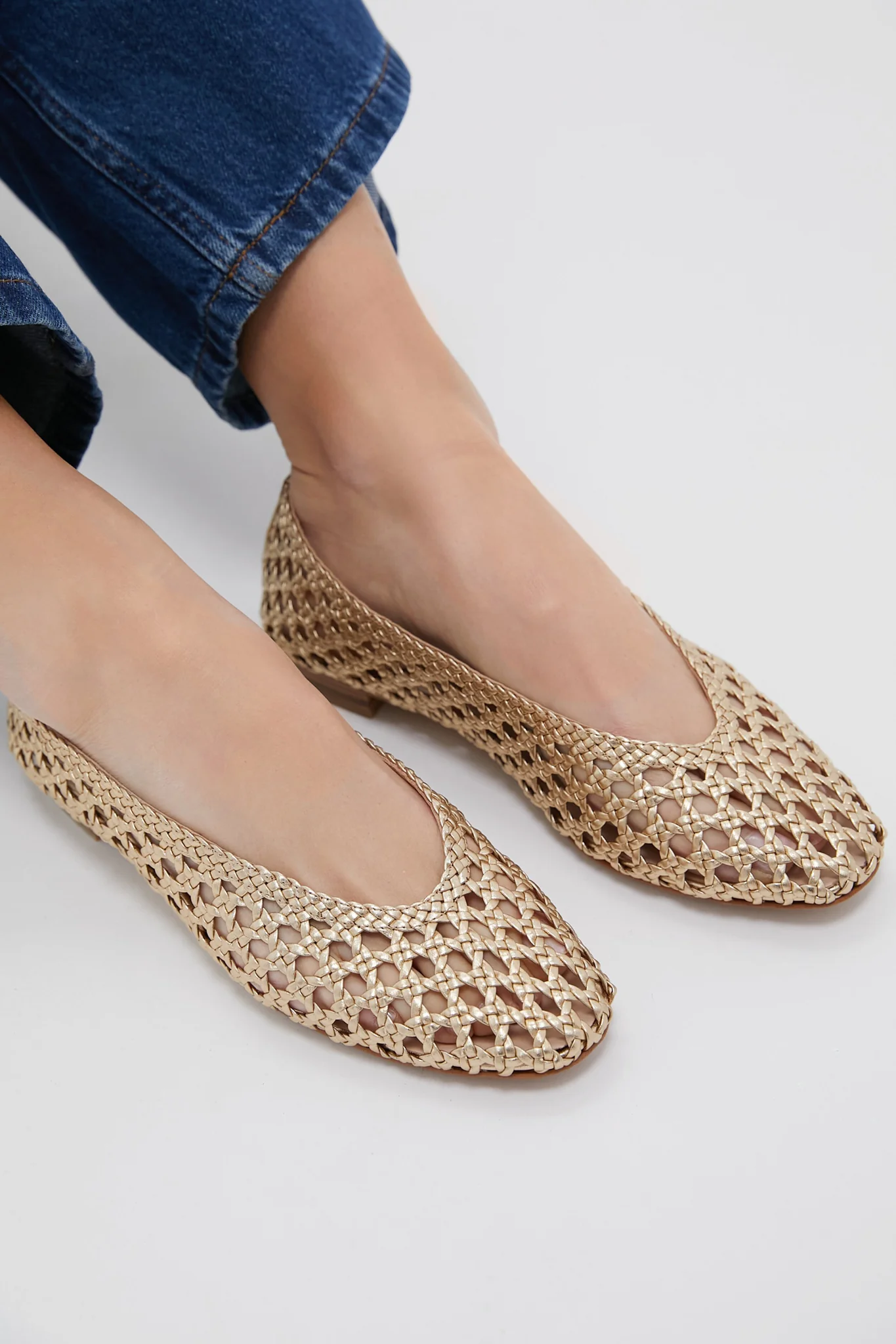 Champagne Woven Nina Flats - Image 2