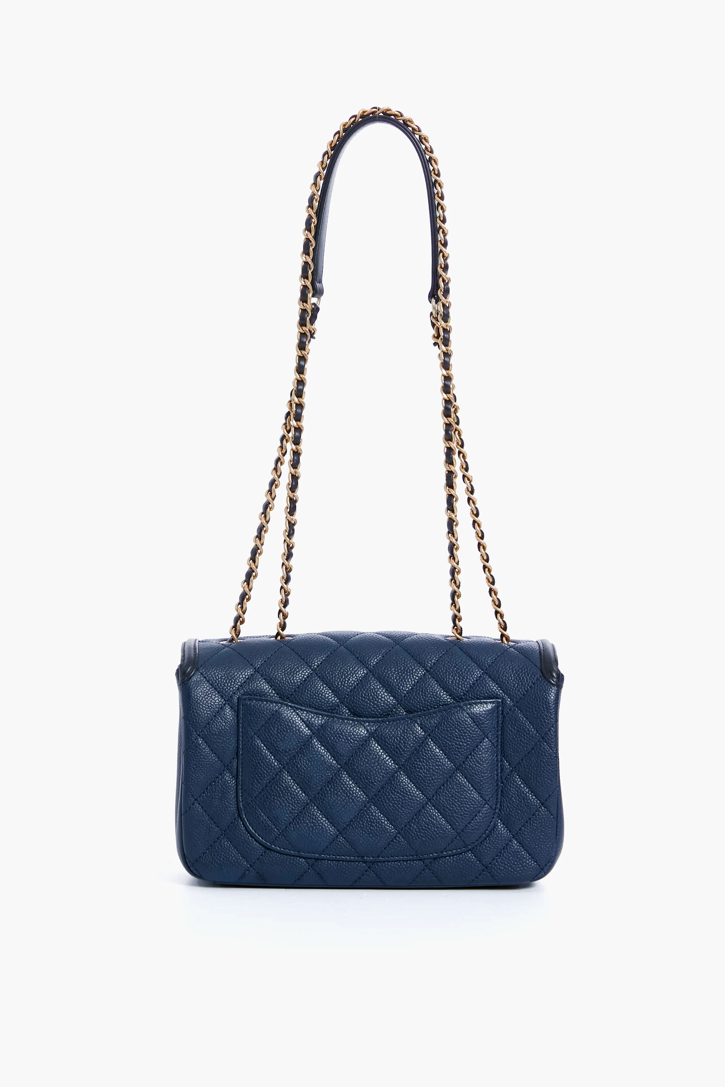 CHANEL Black and Navy Filigree Flap Shoulder Bag - Image 4
