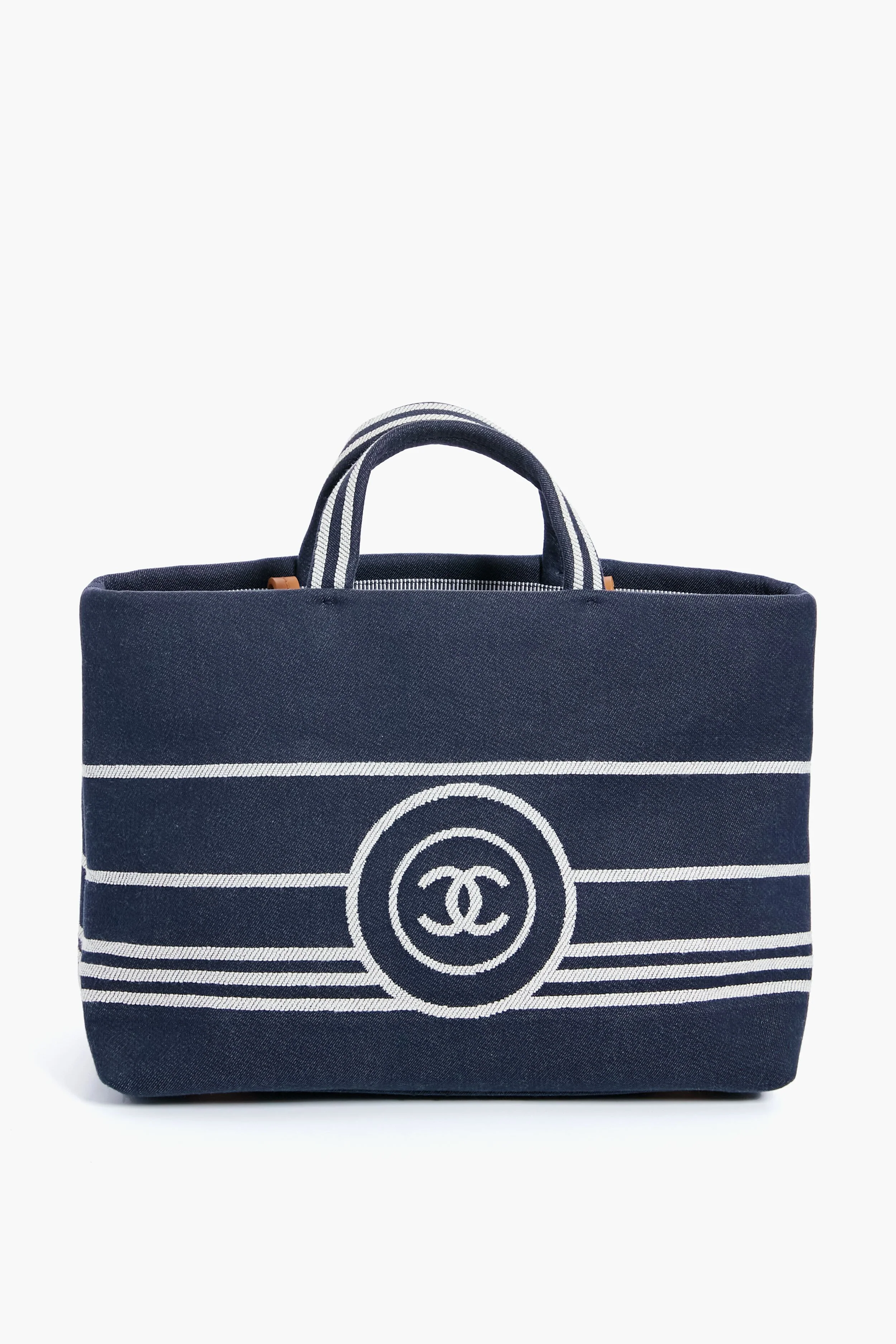 CHANEL Denim Canvas Border Tote