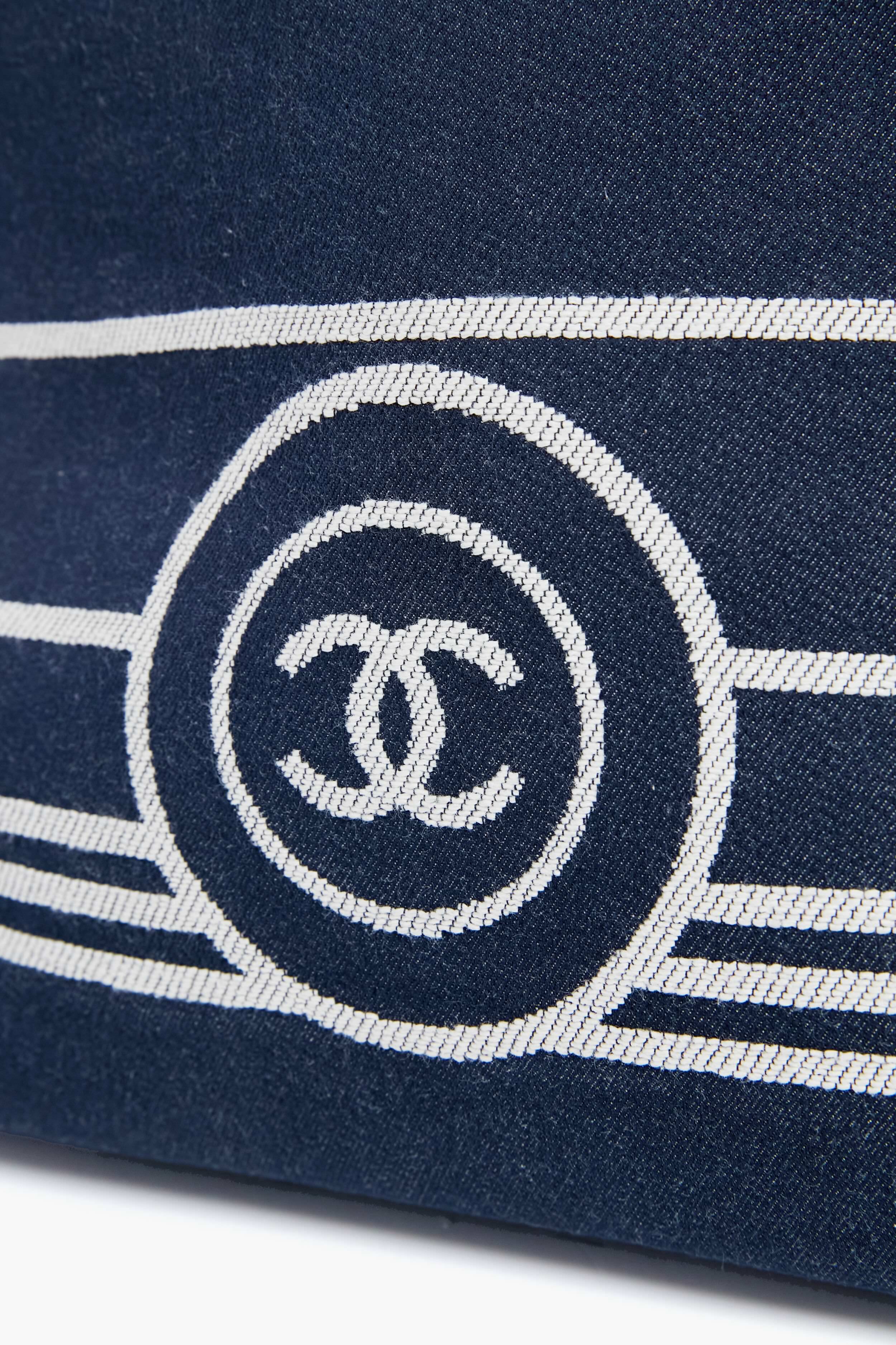 CHANEL Denim Canvas Border Tote - Image 6