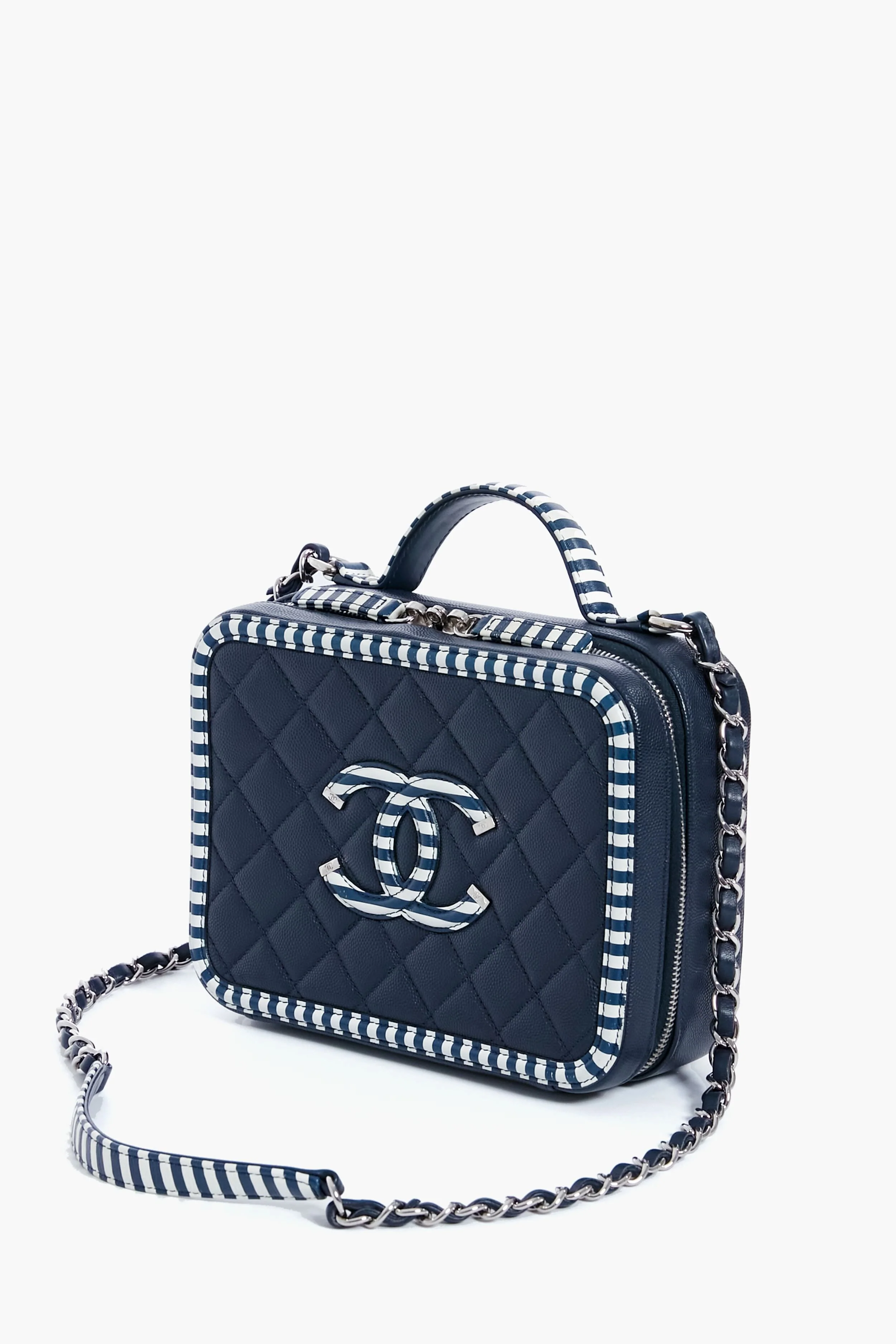 CHANEL Navy Coco Filigree Vanity Bag - Image 3