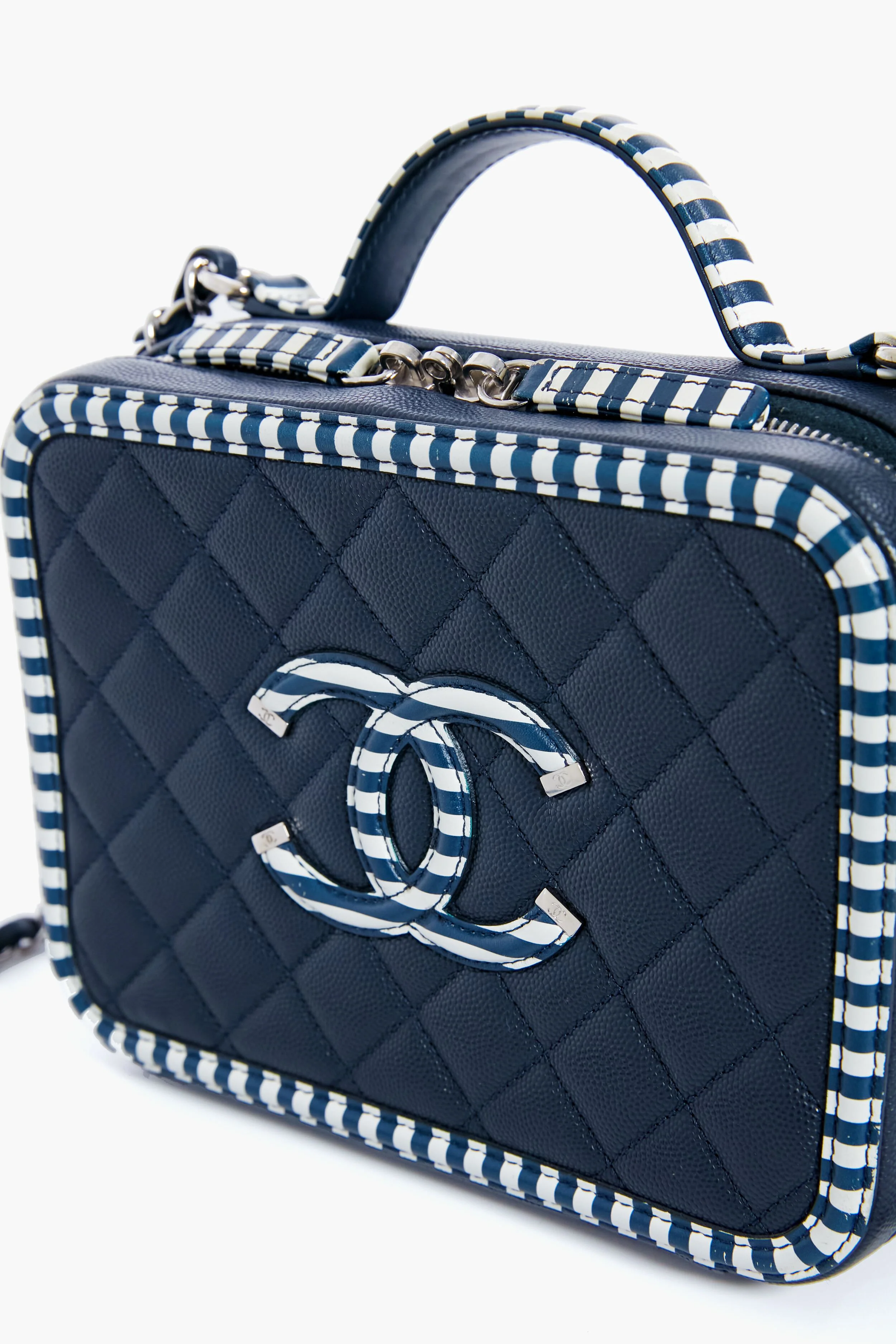 CHANEL Navy Coco Filigree Vanity Bag - Image 5