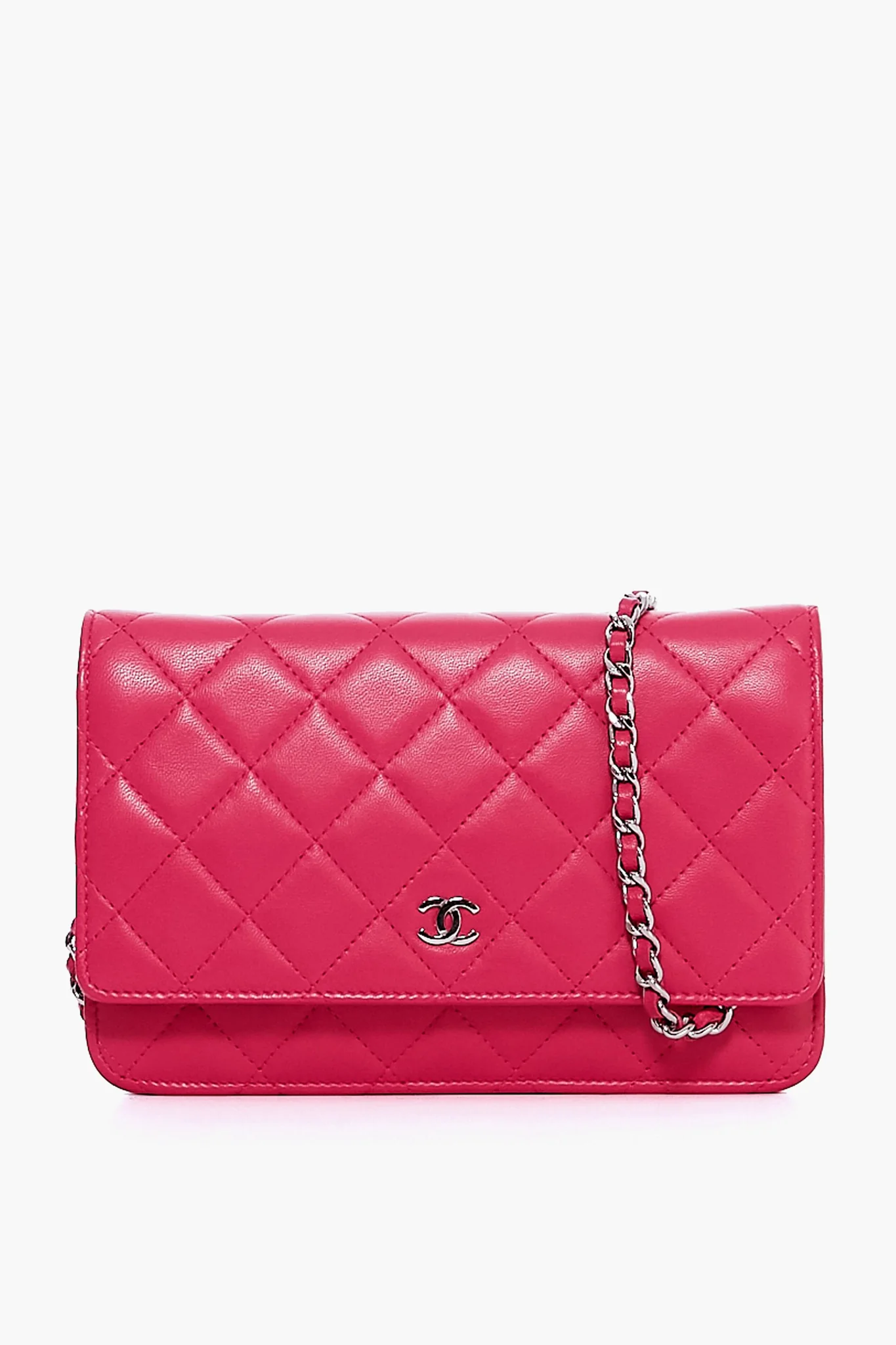 CHANEL Pink Lambskin Wallet on Chain