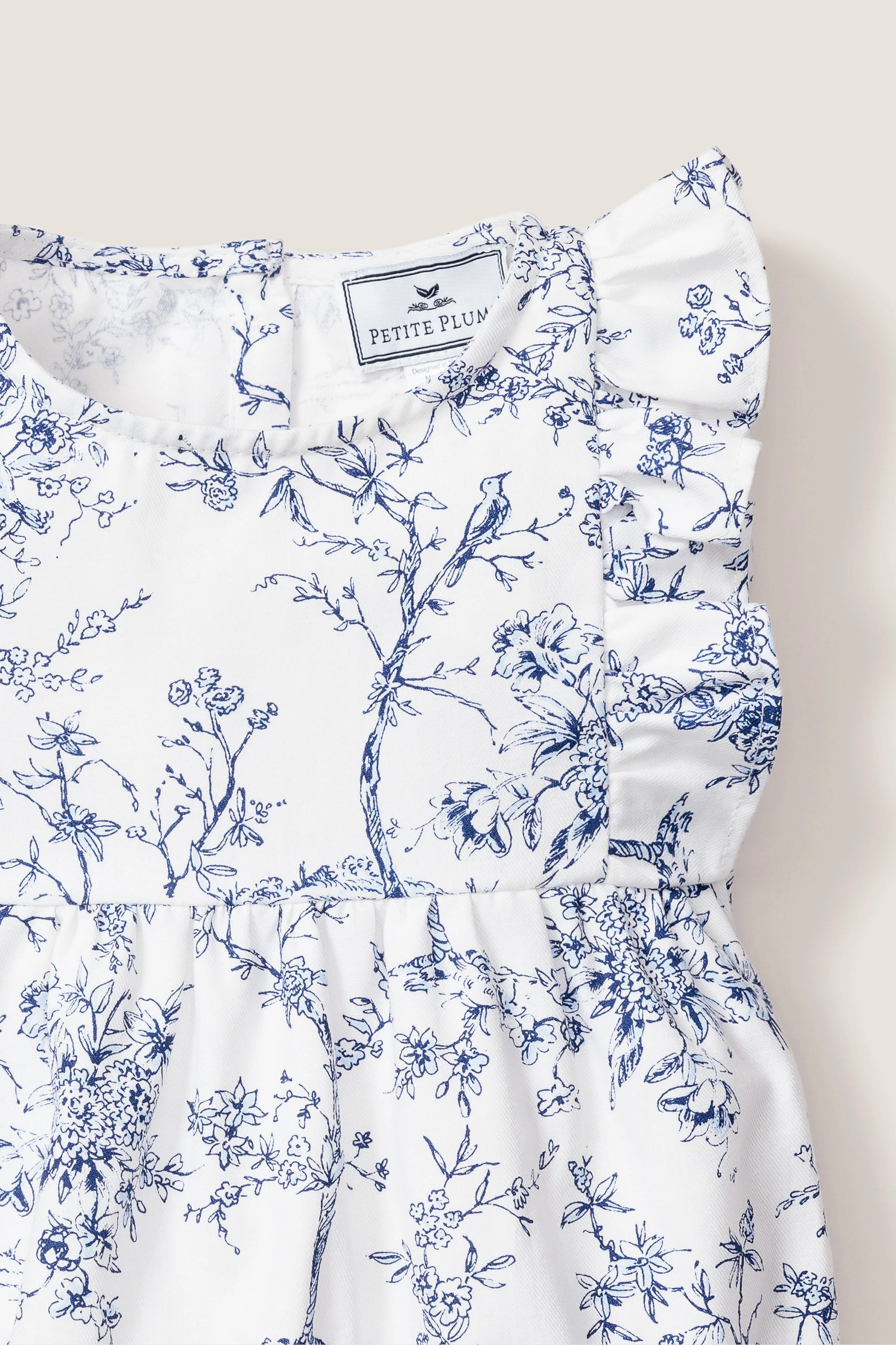 Children's White Timeless Toile Ruffled Romper - Image 3