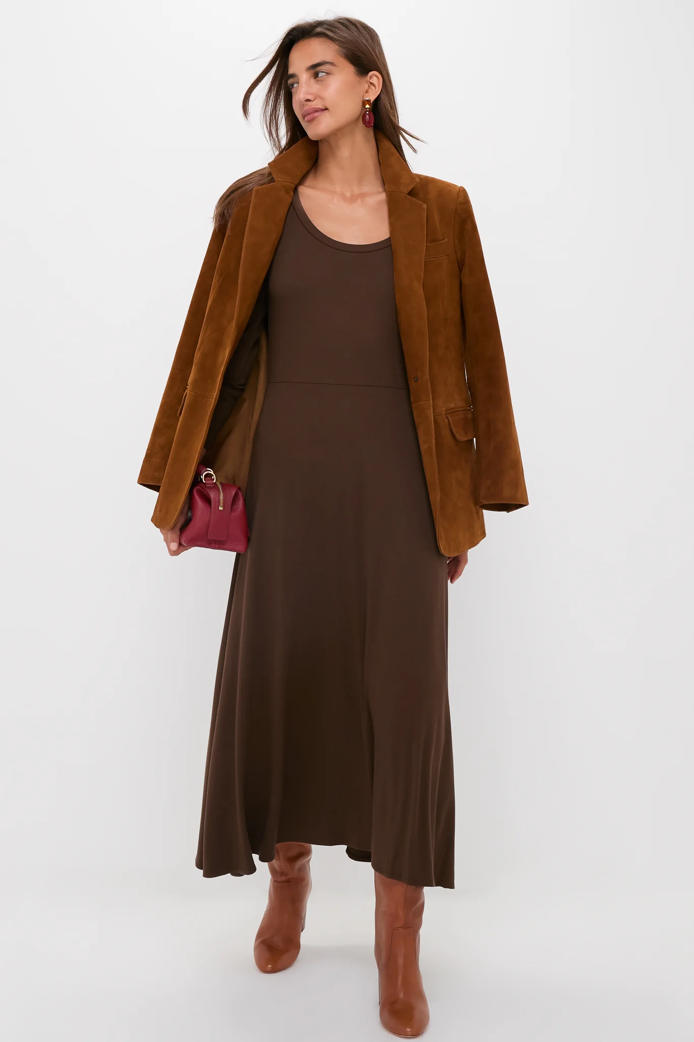 Chocolate Brown Long Sleeve Sara Maxi Dress - Image 2