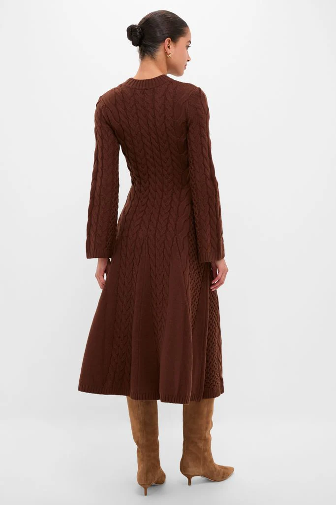 Chocolate Cable Knit Fernie Midi Dress - Image 4