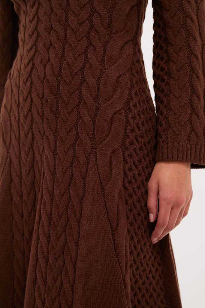 Chocolate Cable Knit Fernie Midi Dress - Image 6