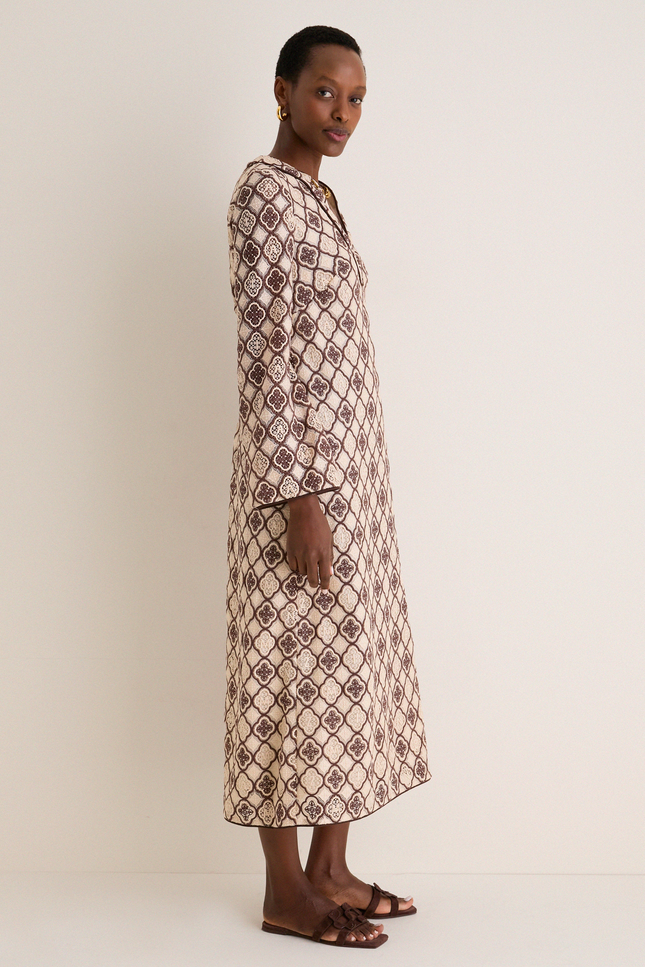 Chocolate Cream Luna Guipure Midi Dress - Image 4