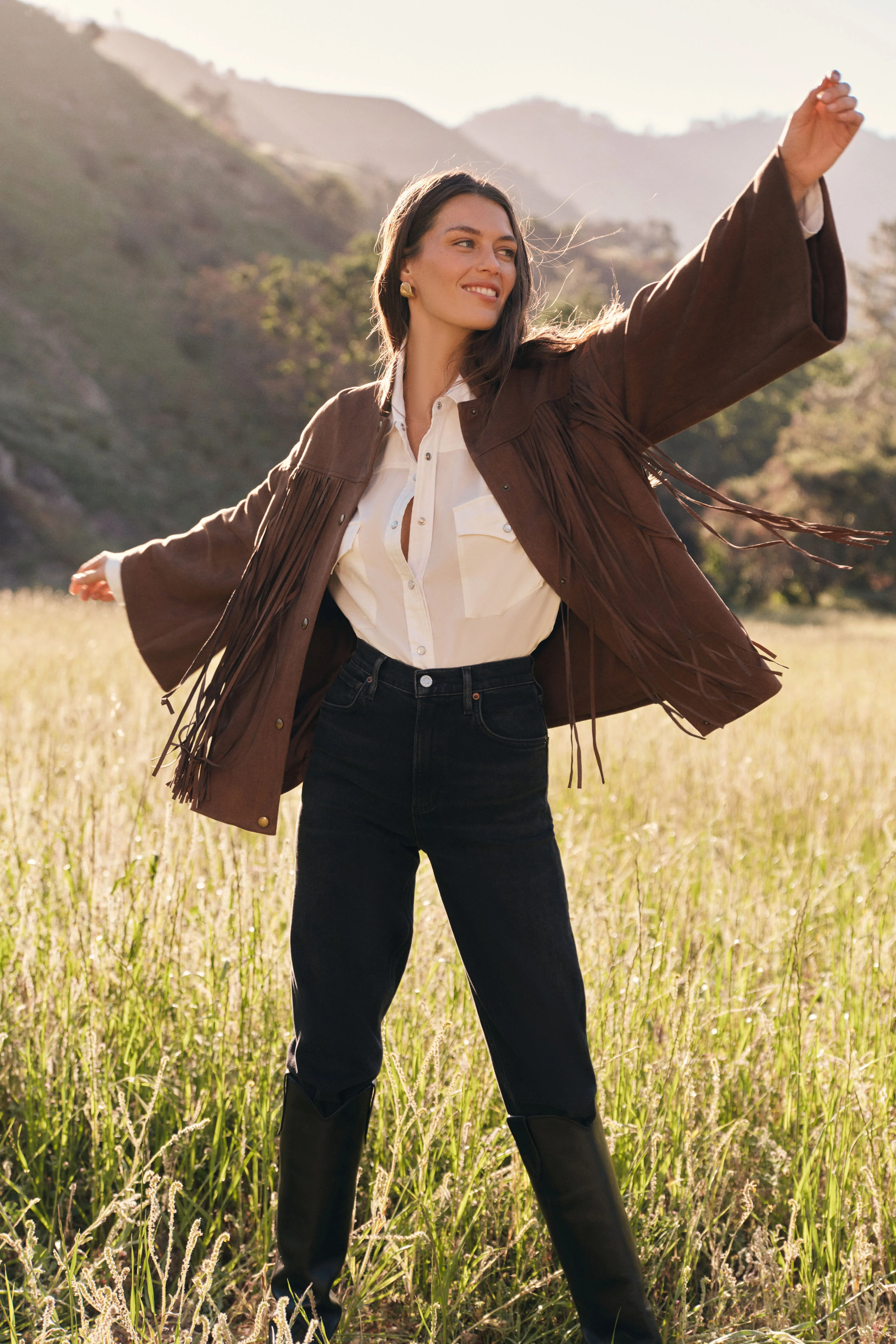 Chocolate Suede Fringe Marant Shirt Jacket - Image 2