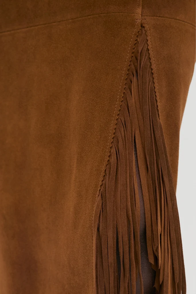 Clove Calf Roughout Suede Midi Skirt - Image 5