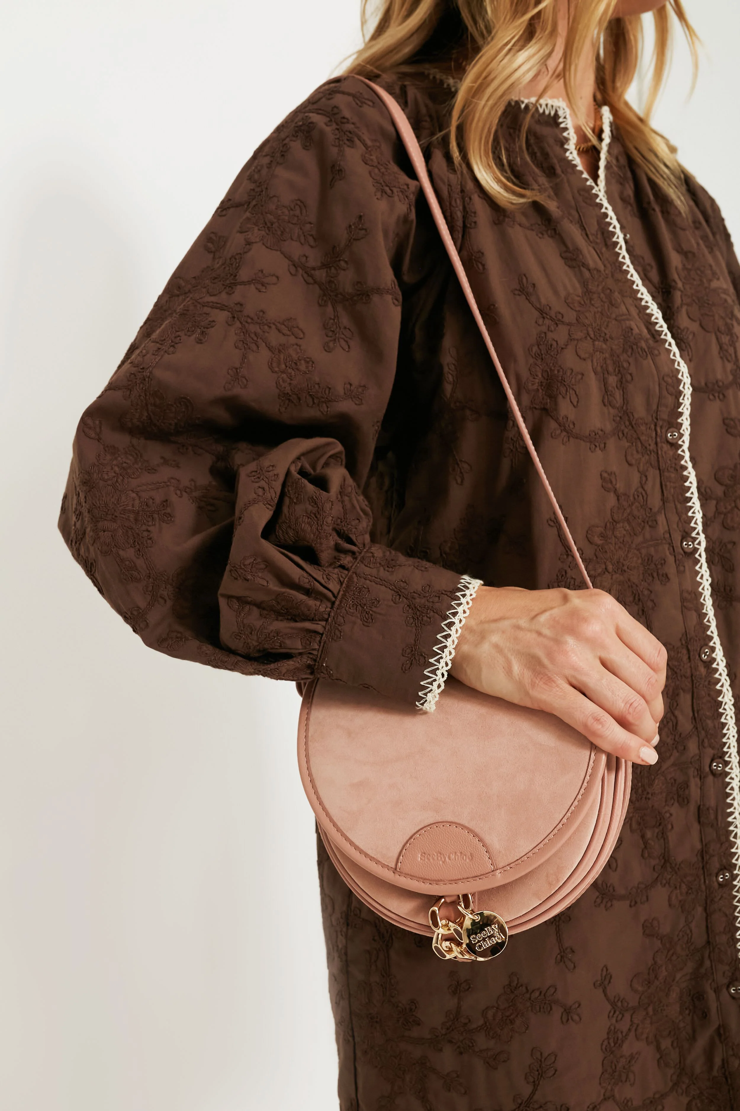 Coffee Pink Suede Mara Bag - Image 3