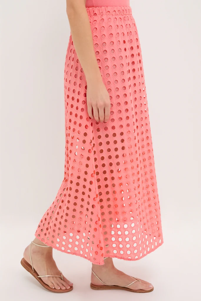 Coral Cotton Eyelet Eve Skirt - Image 3