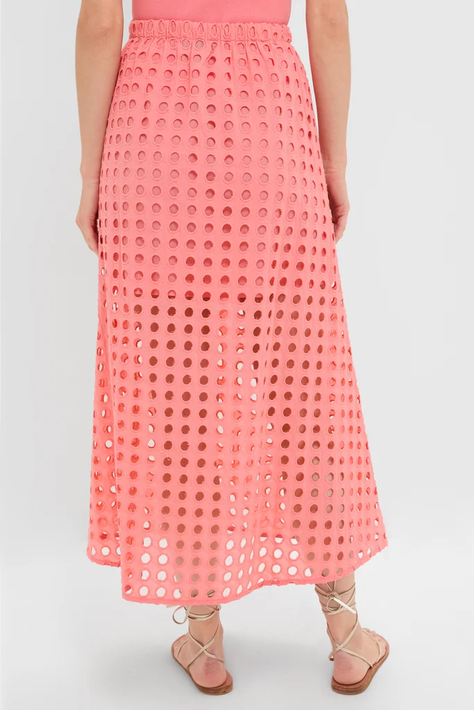 Coral Cotton Eyelet Eve Skirt - Image 4