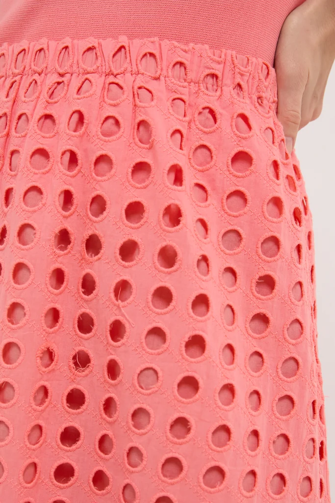 Coral Cotton Eyelet Eve Skirt - Image 5