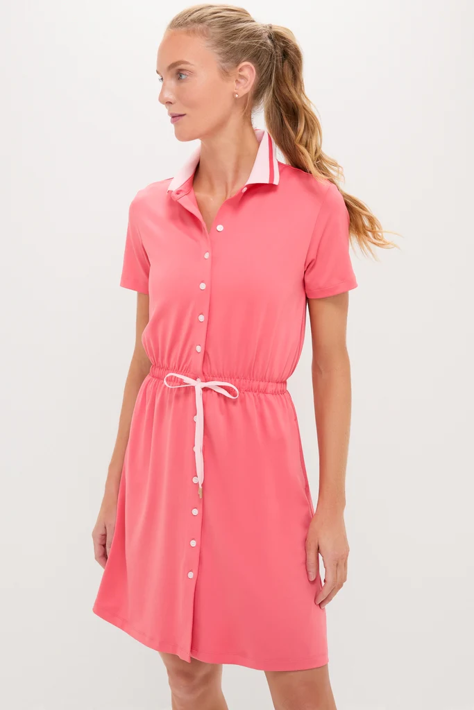 Coral Short Sleeve Performance Jersey Alcott Golf Dress