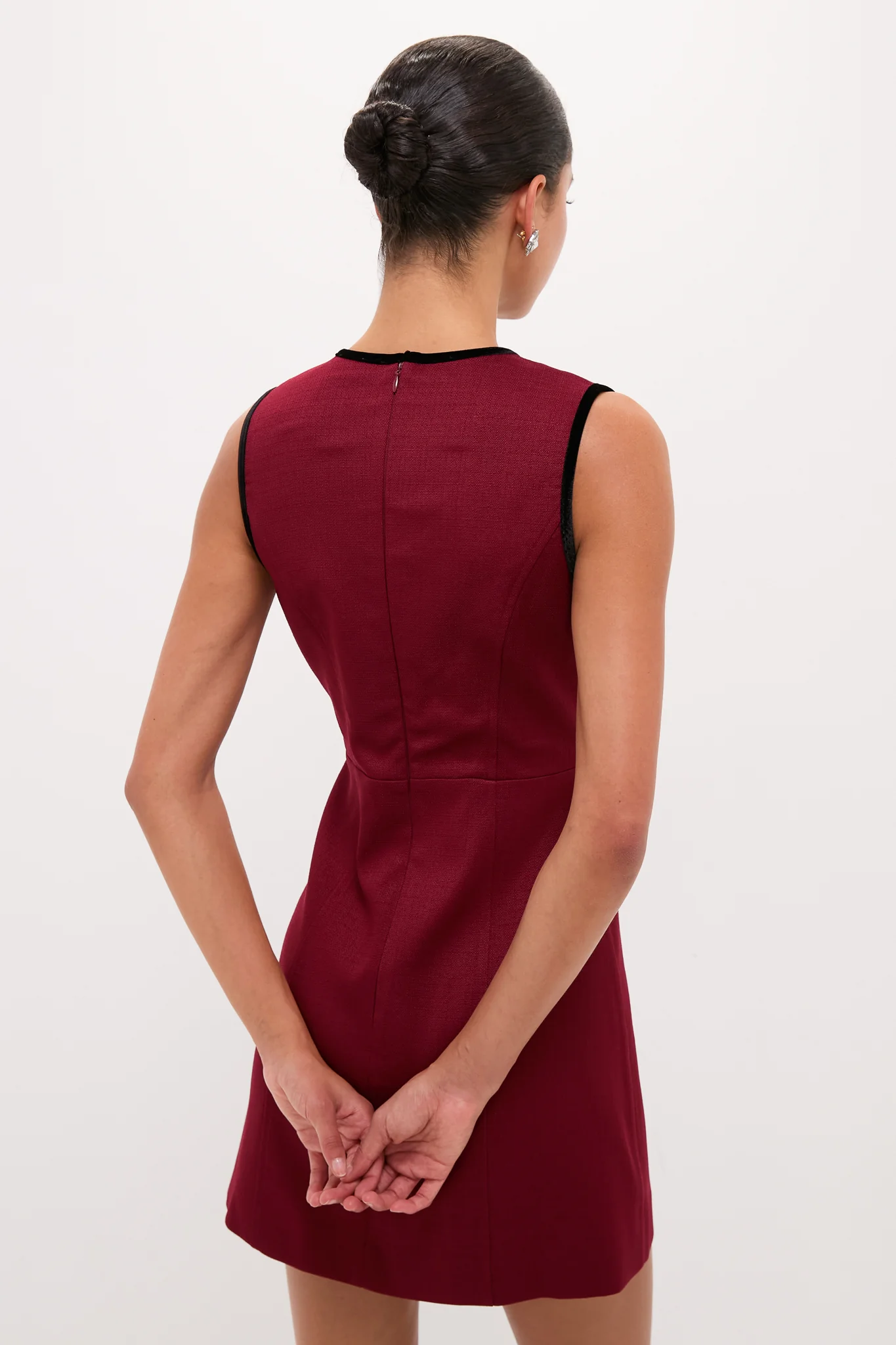 Cranberry Velvet Bow Jaclyn Mini Dress - Image 4
