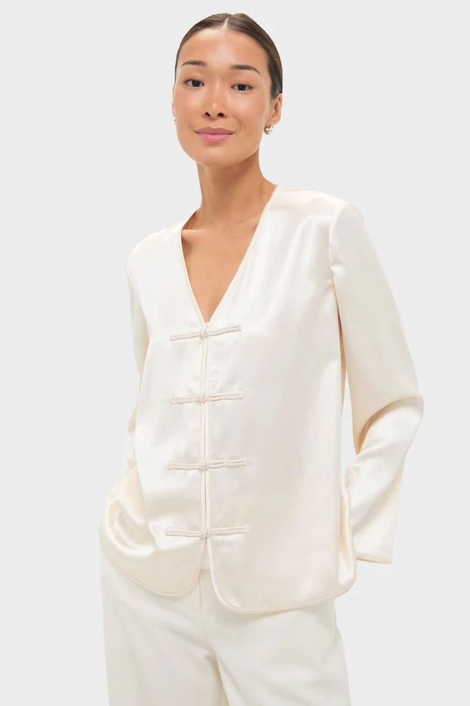 Cream Satin Tatiana Blouse