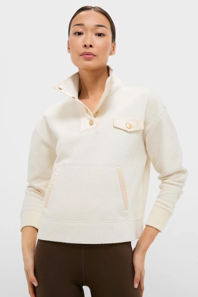 Cream Snap Neck Brooke Pullover