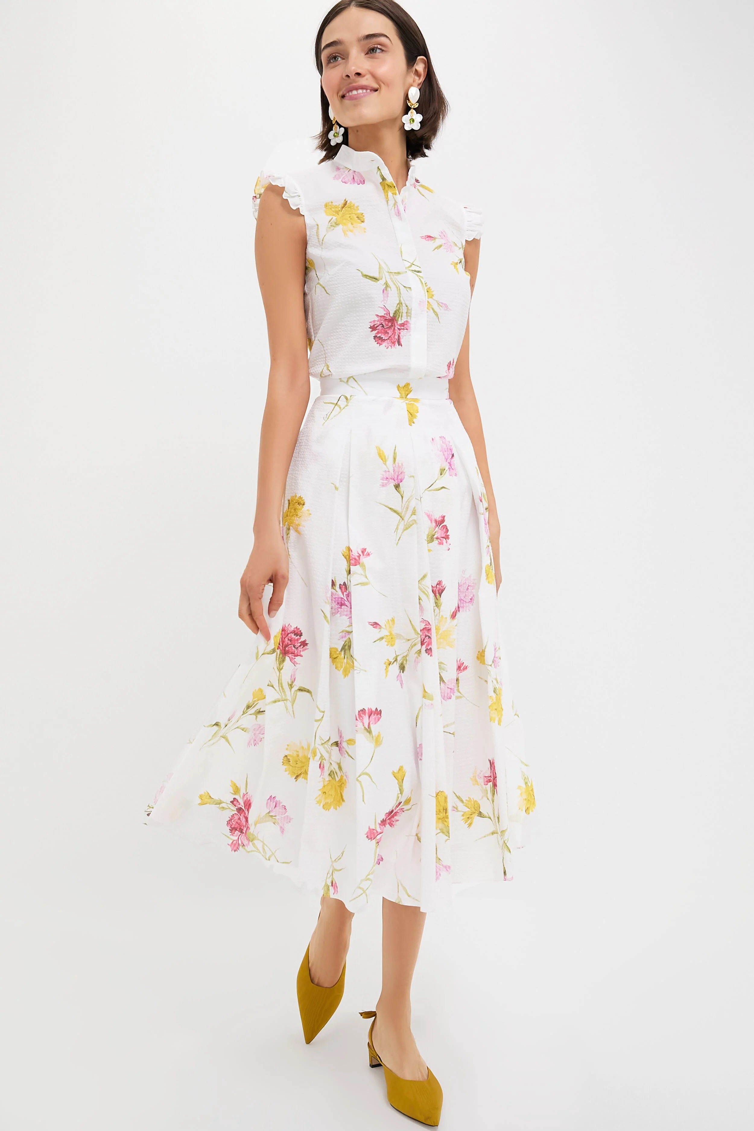 Dancing Carnation Multi Pleated Midi Skirt - Image 6