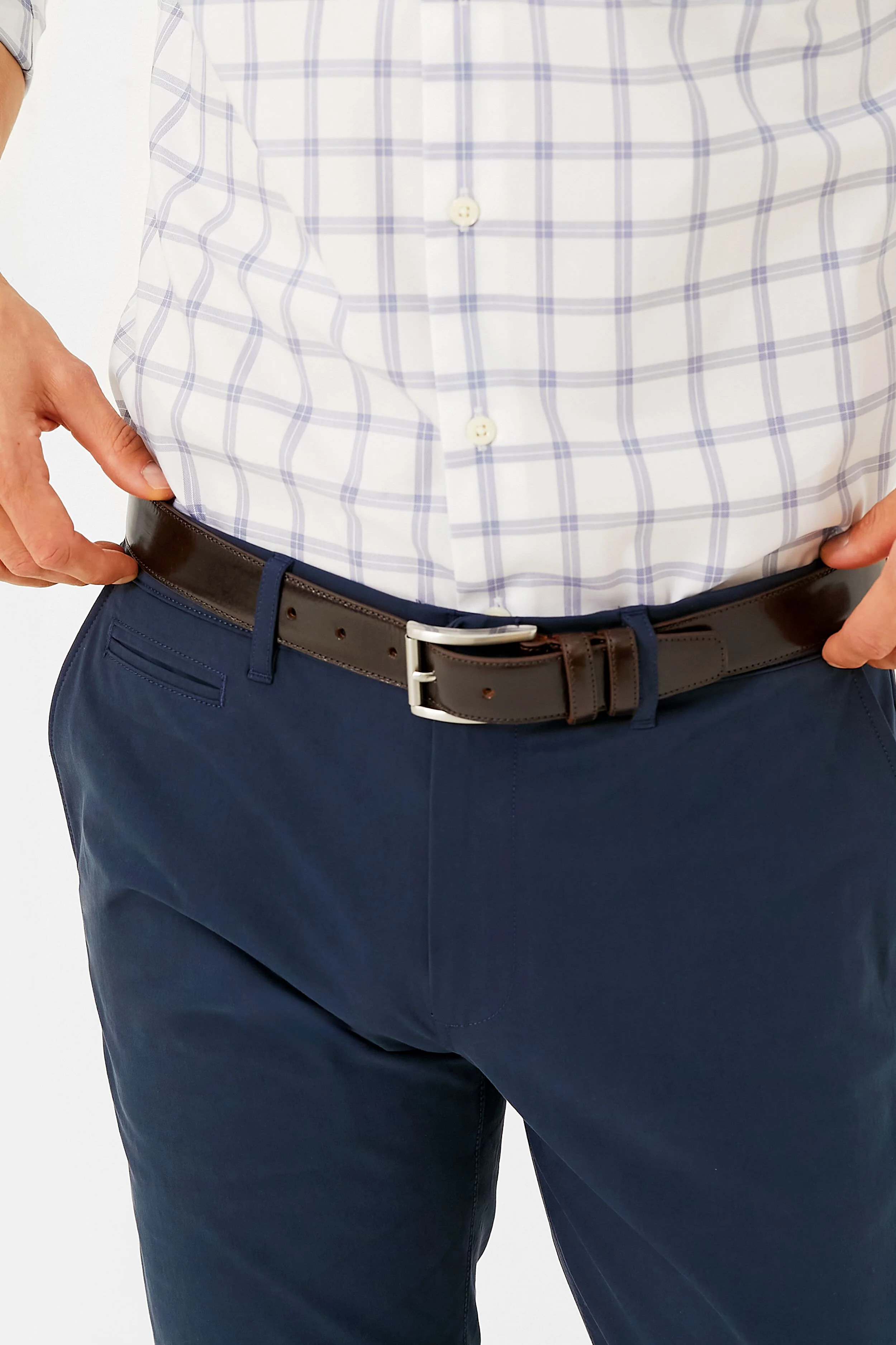 Dark Brown Lorenzo 32mm Dropped Edge Leather Belt - Image 2
