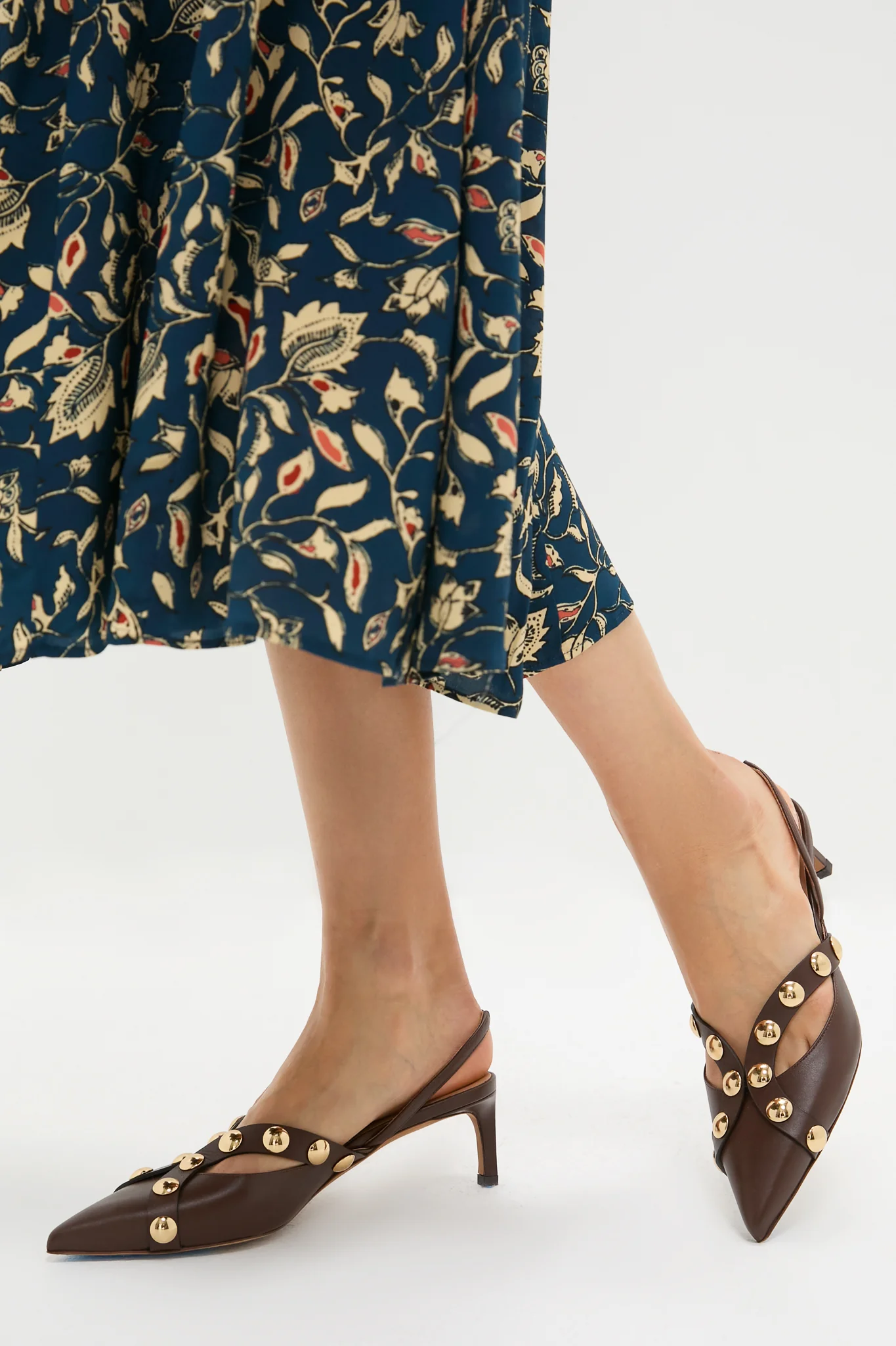 Dark Brown Vendome Studded Kitten Heels - Image 4