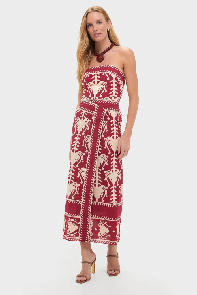 Dark Cherry and Ecru Ancient Peru Ankle Dress